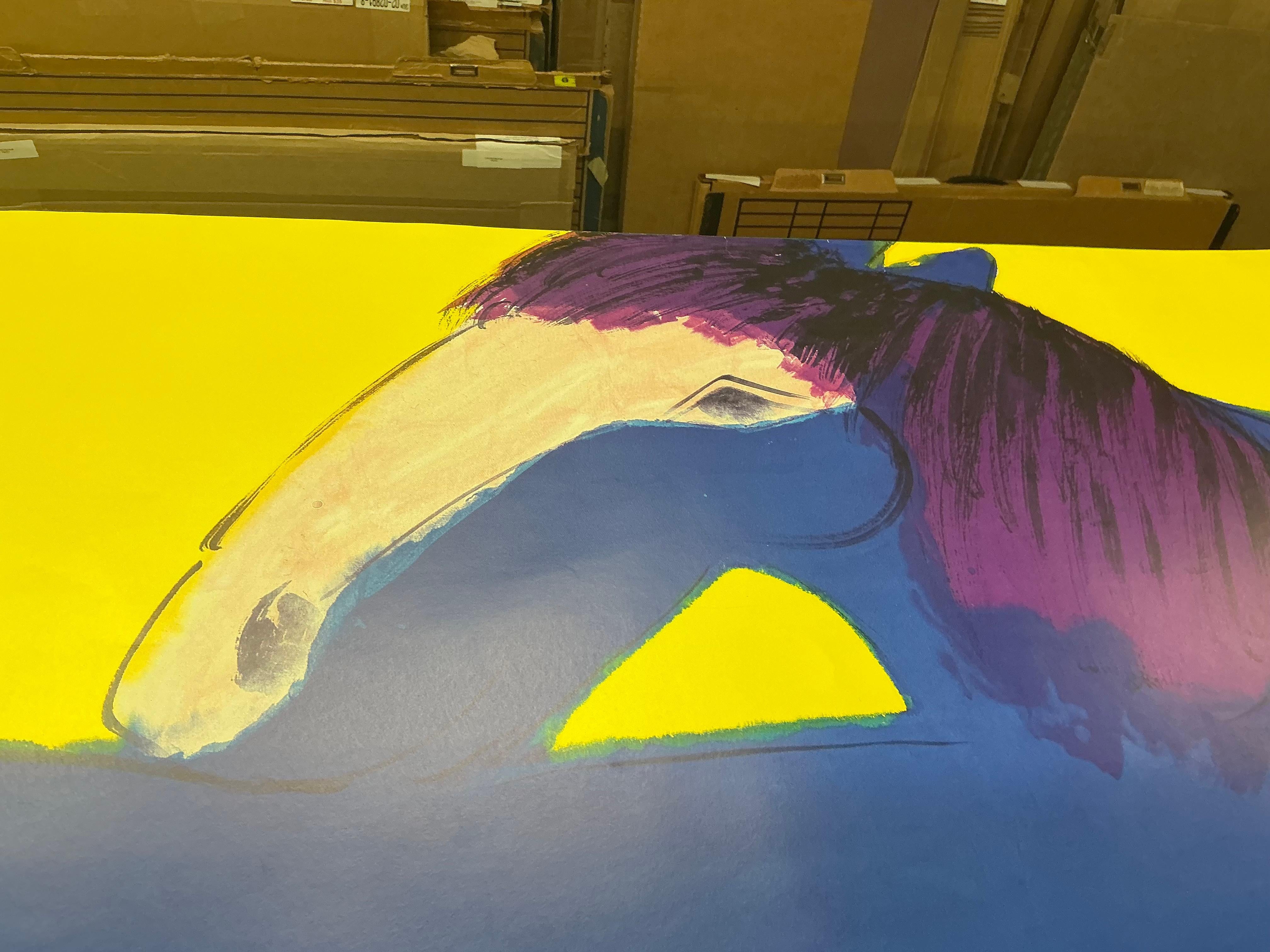 Blue Horse Offset Print by Walasse Ting, Contemporary, 1990