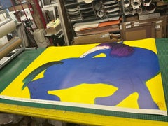 Blue Horse Offset Print by Walasse Ting, Contemporary, 1990, Unframed