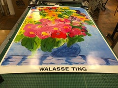 Bunter Blumenstrauß Offsetdruck, Zeitgenössisch, 20. Jahrhundert