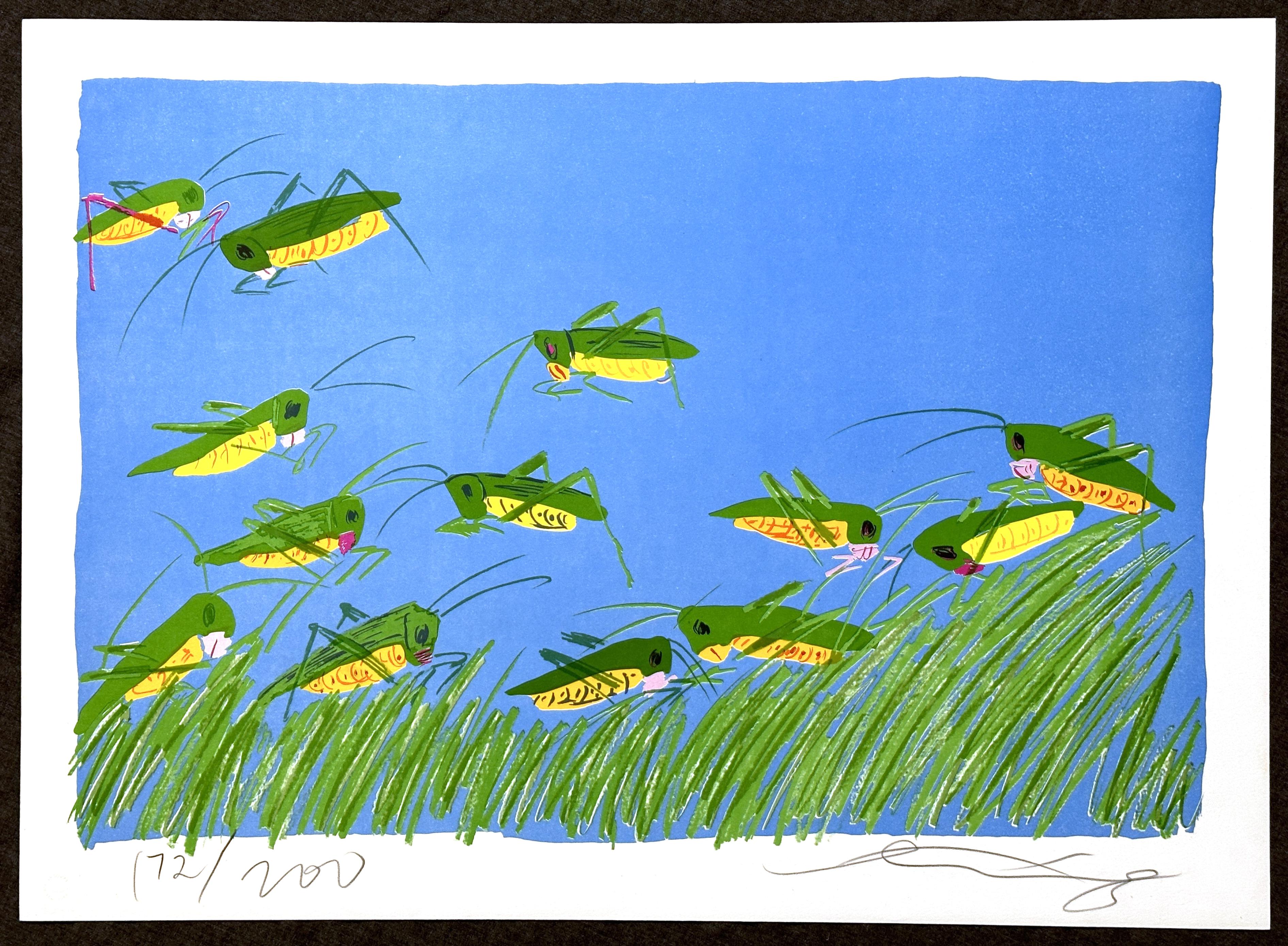 Grasshoppers 1981 Lithograph on Arches Archival Paper - Print by Walasse Ting