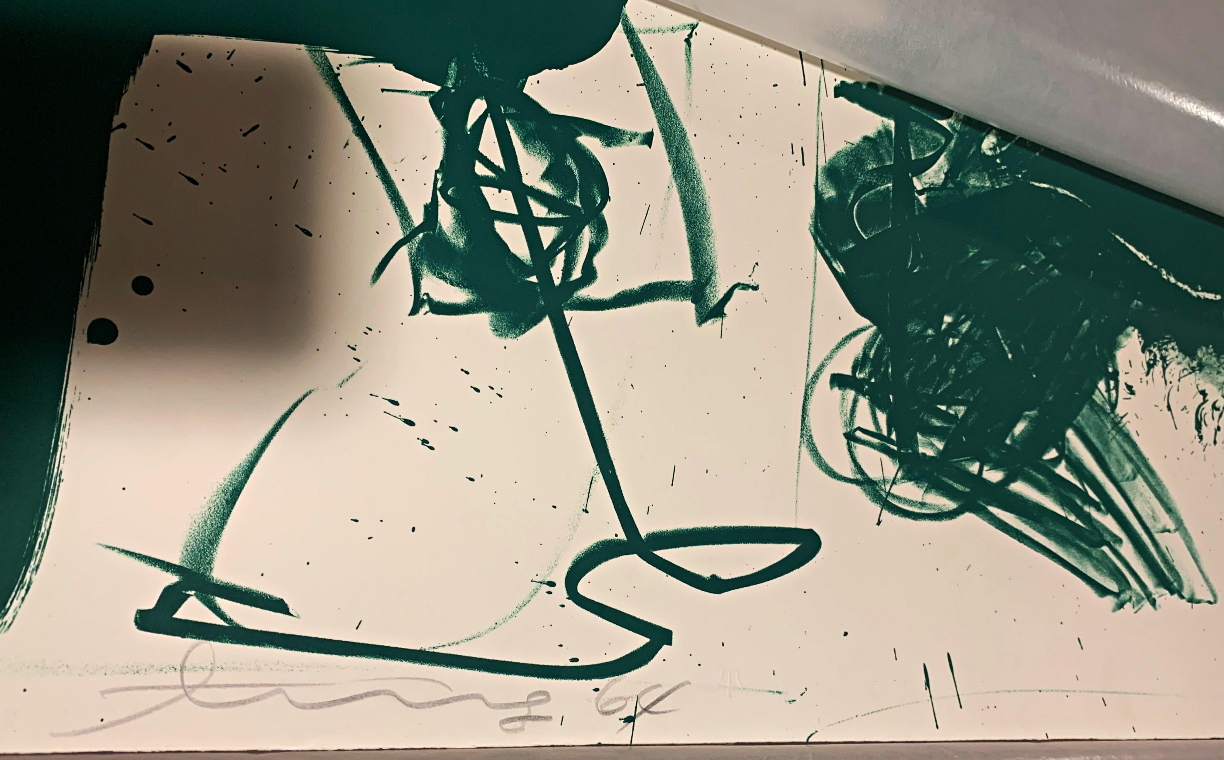 Grüne Bombshell, Hollywood Honeymoon (Abstrakte expressionistische Lithographie, signiert) (Abstrakter Expressionismus), Print, von Walasse Ting