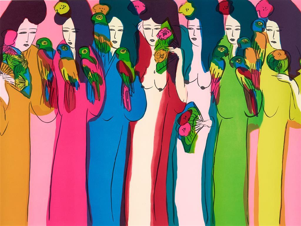 Ladies in a Row (Femmes en rang - Print de Walasse Ting