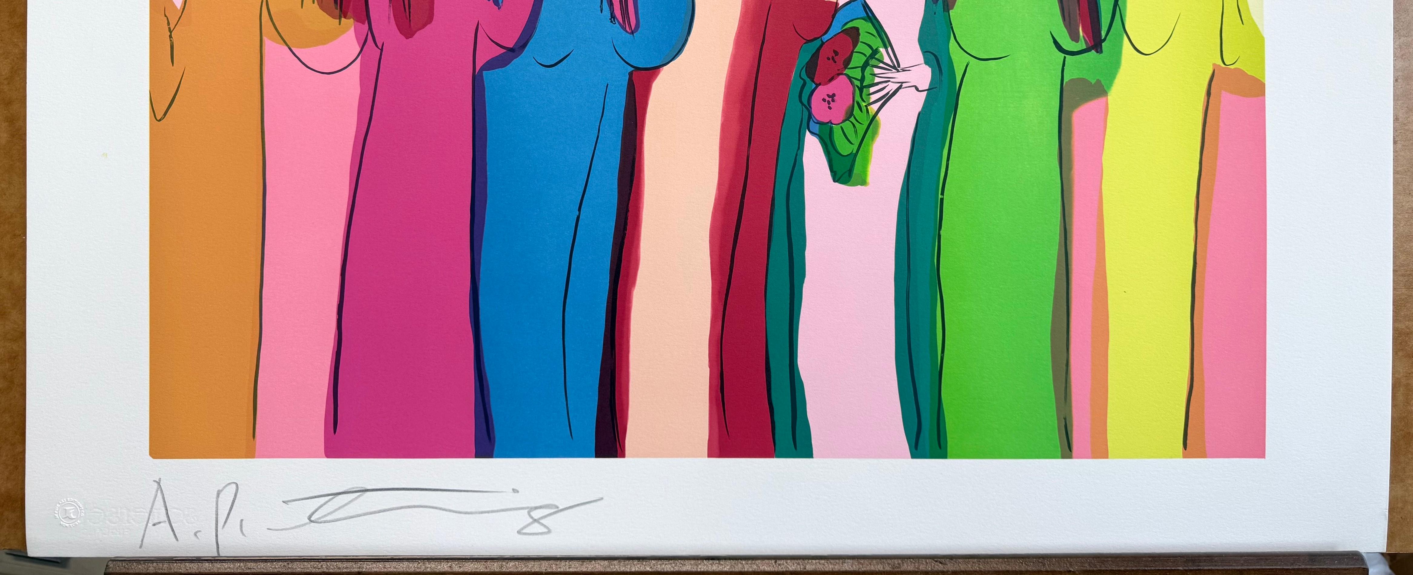 LADIES WITH PARROTS is an original hand drawn lithograph printed using hand lithography techniques on archival Somerset printmaking paper, 100% acid free by the renowned Chinese born artist Walasse Ting (DING XIONGQUAN, Chinese, 1929-2010). Ting's