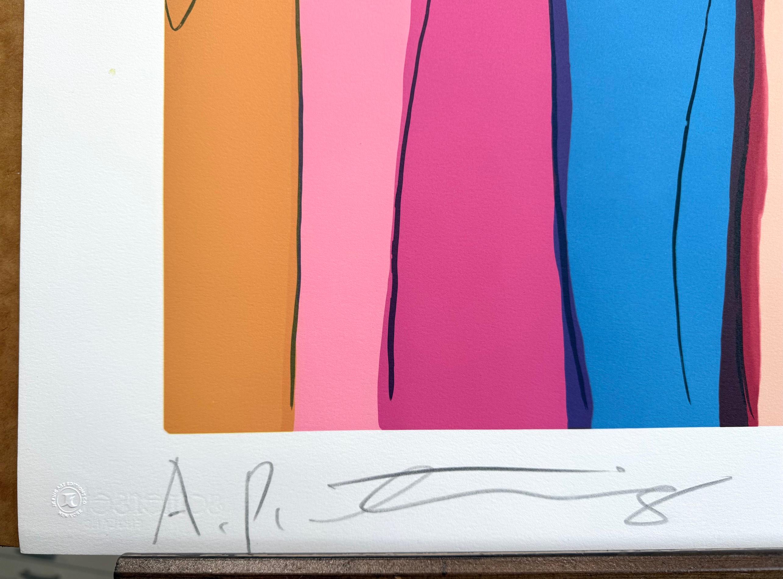 LADIES WITH PARROTS Signed Lithograph, Asian Women, Birds, Fans, Kimonos For Sale 2