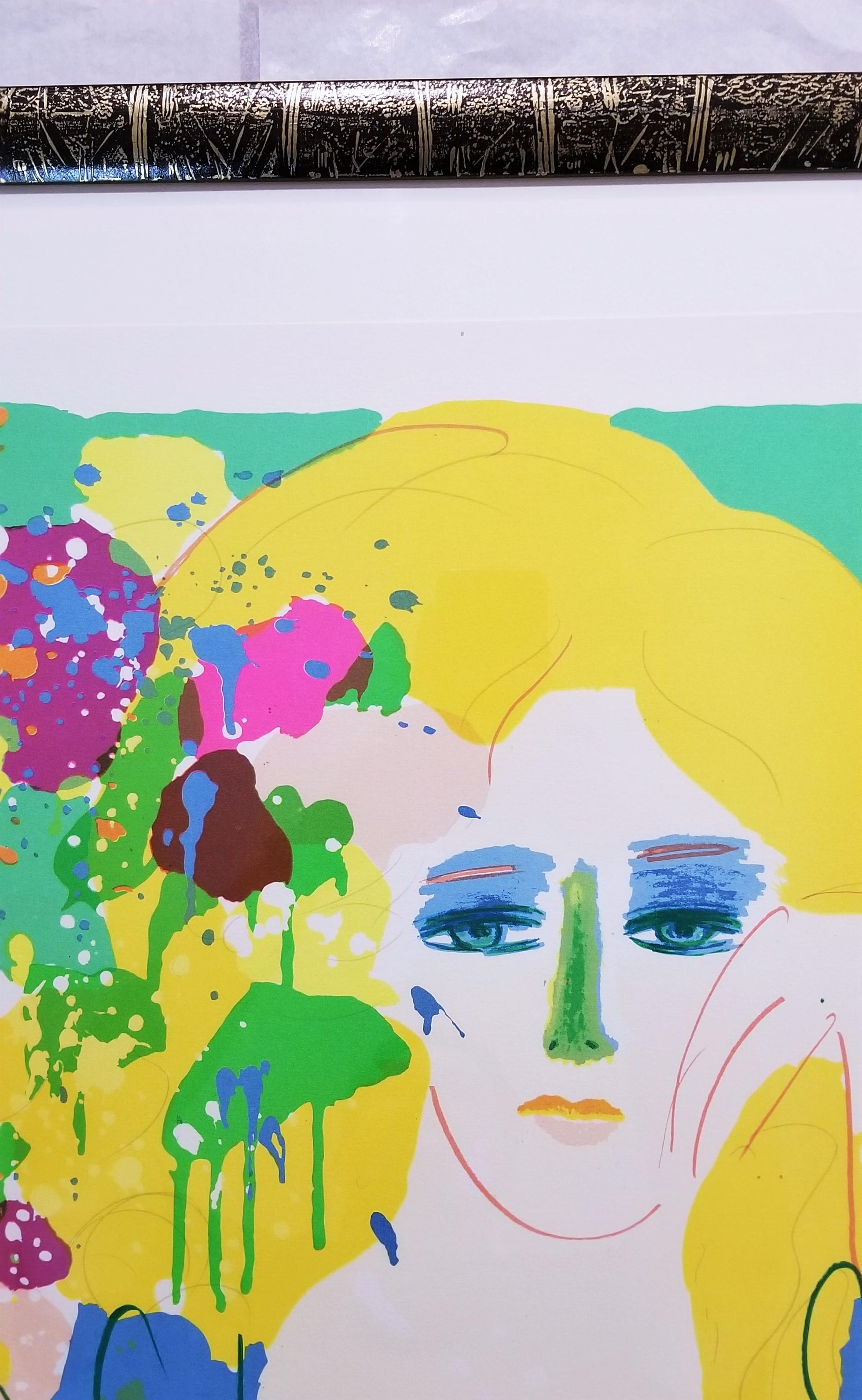 Dame au vase /// Pop Art Walasse Ting Femme Fleurs Art figuratif coloré en vente 9