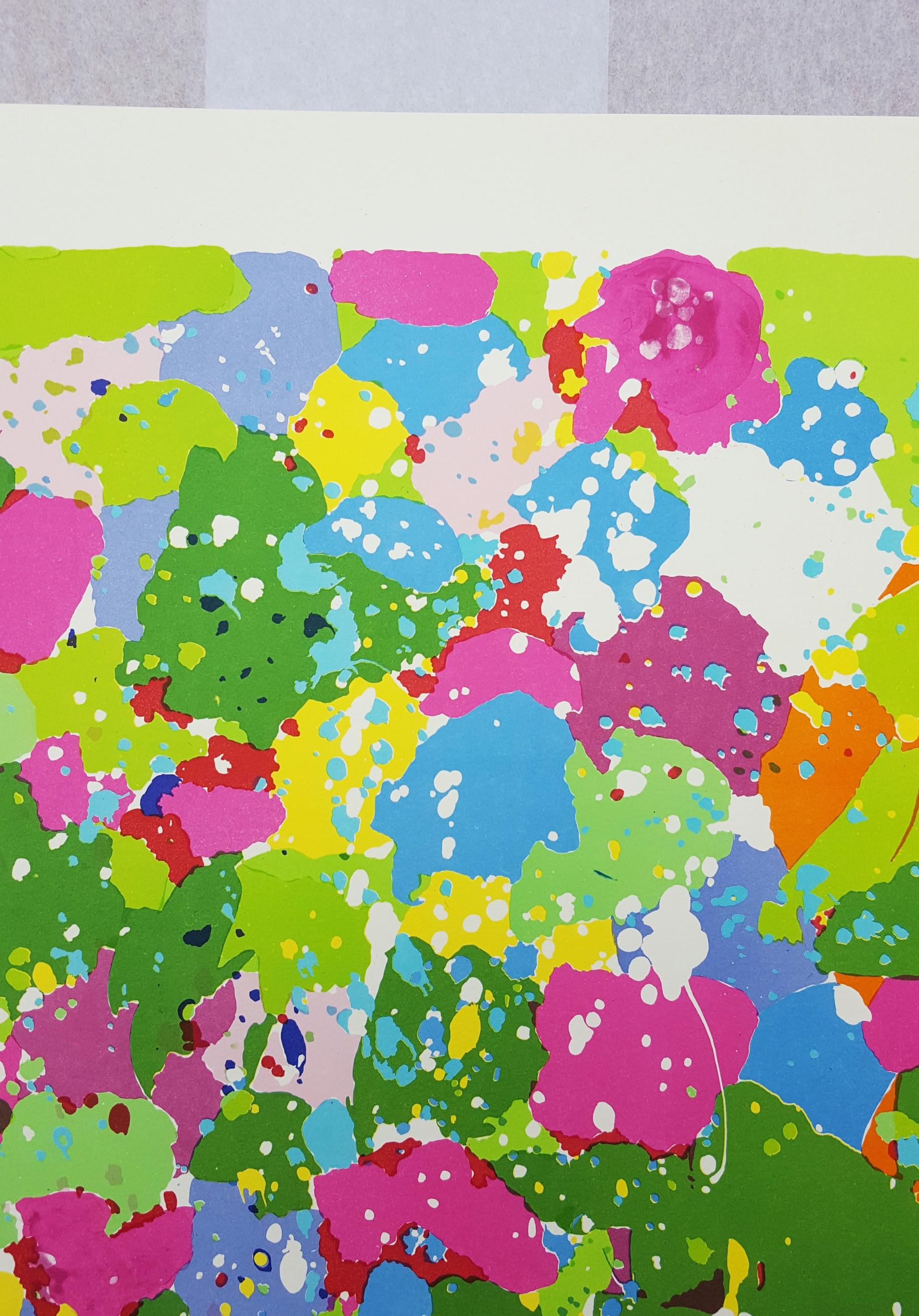 Lady with Flowers /// Pop Art Walasse Ting, lithographie abstraite colorée en vente 7