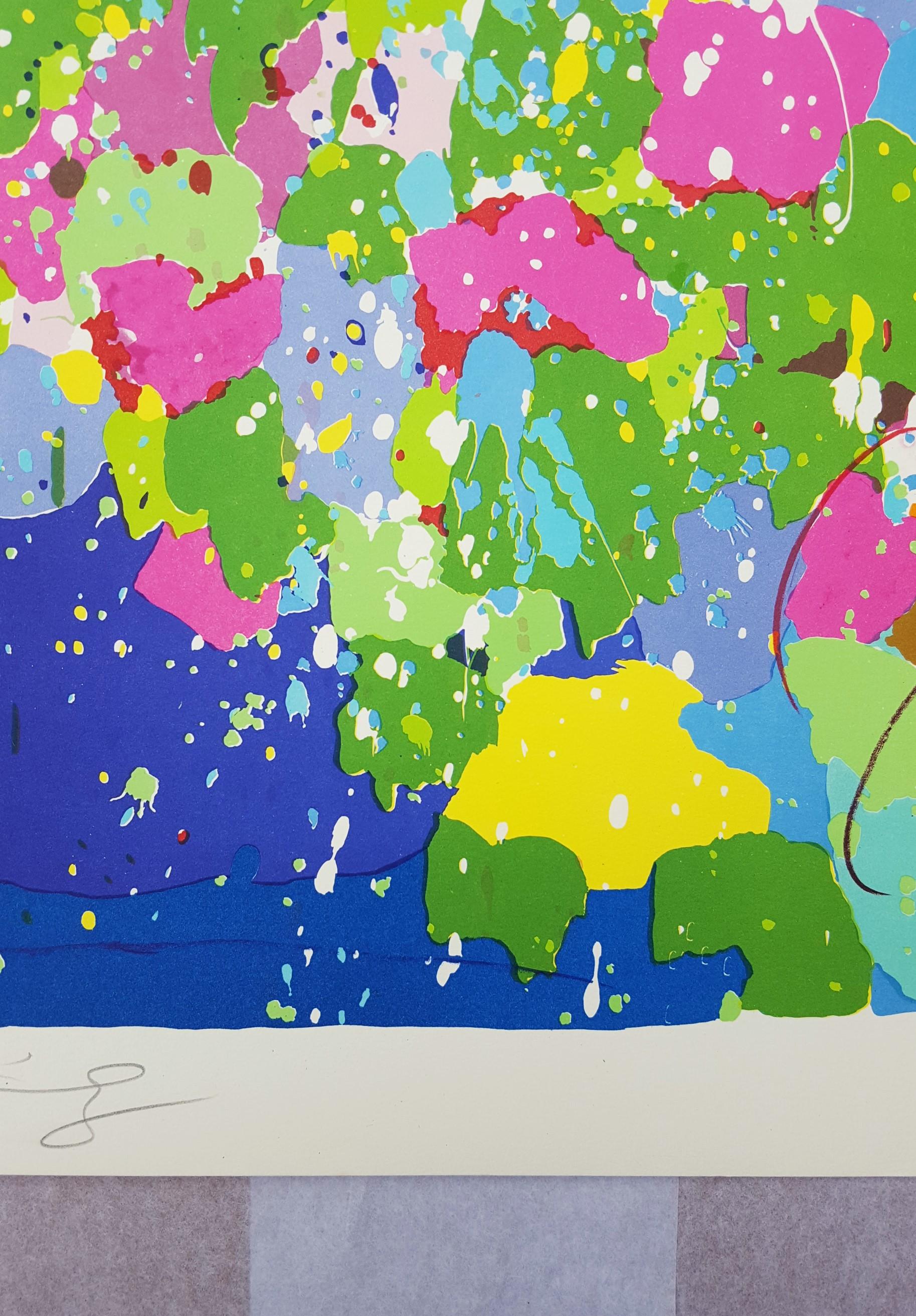 Lady with Flowers /// Pop Art Walasse Ting Colorful Girl Abstract Lithograph Art For Sale 8