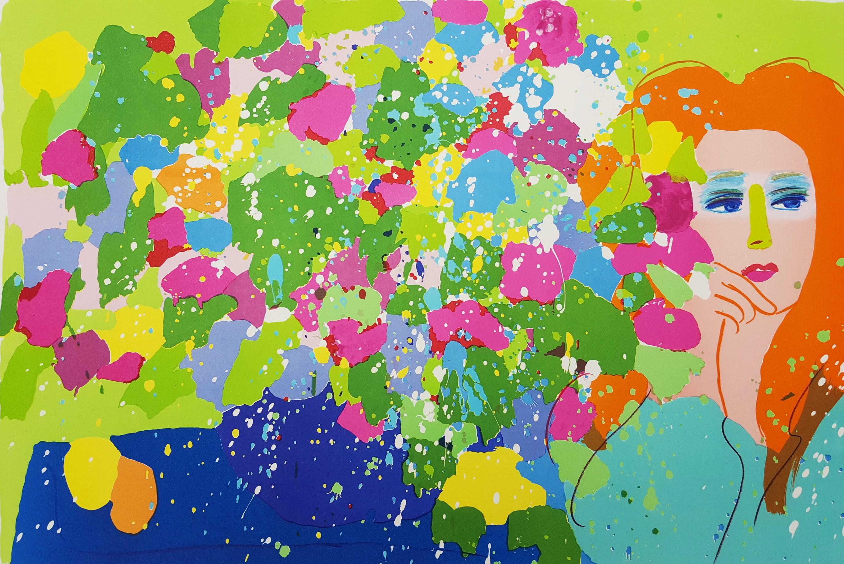 Artist: Walasse Ting (Chinese-American, 1929-2010)
Title: "Lady with Flowers"
*Signed and numbered by Ting in pencil lower left
Year: 1979
Medium: Original Lithograph on Somerset paper
Limited edition: 144/200
Printer: Alexander Dumas of Atelier