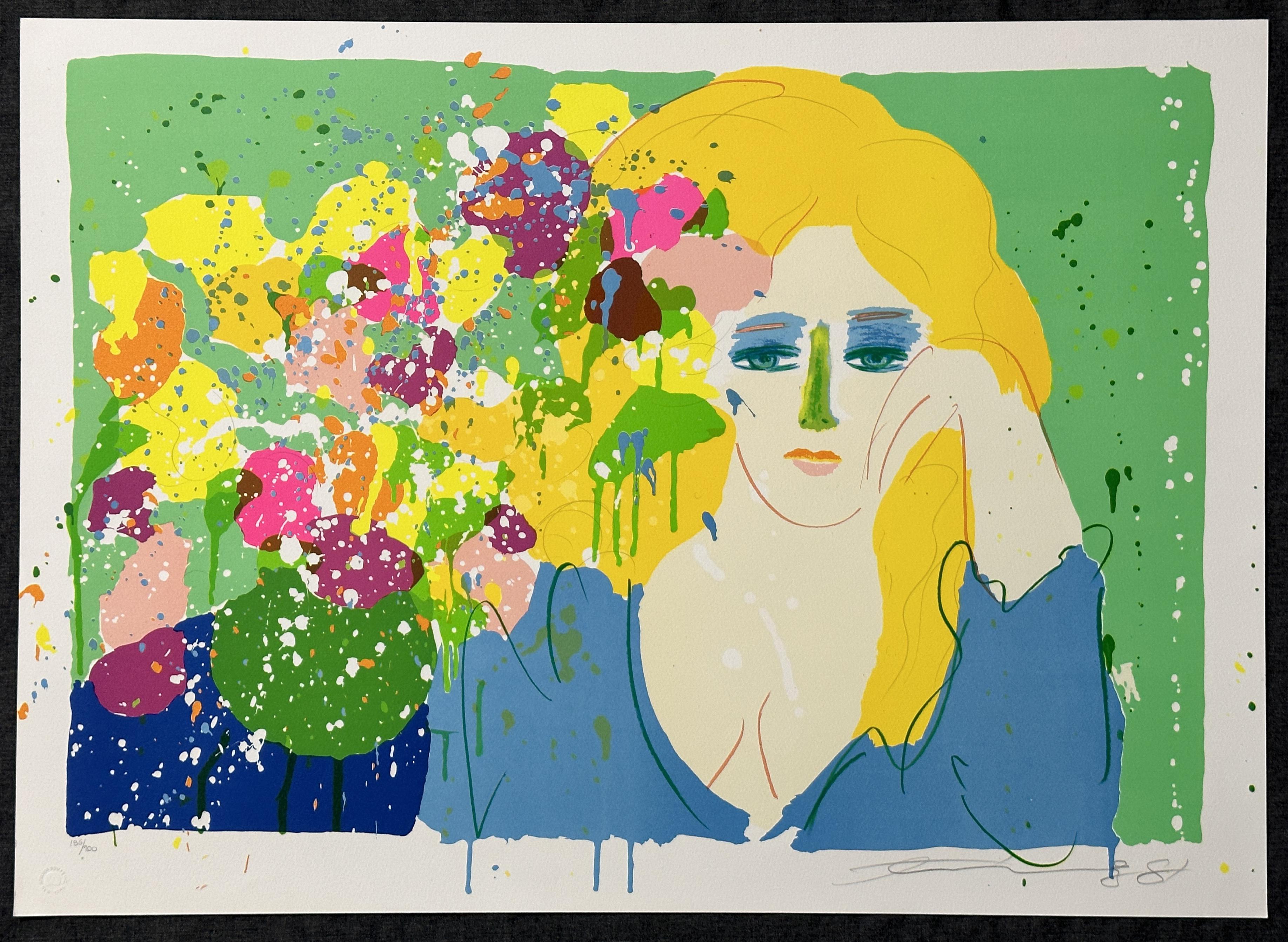  Lithographie « Lady with Vase » signée en édition limitée, 1981 - Print de Walasse Ting
