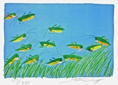 Vintage Lucky Grasshoppers, Limited Edition Lithograph, Walasse Ting