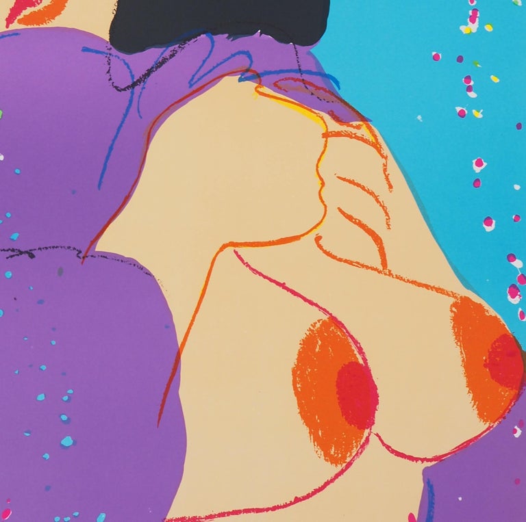 Nude on Blue Backgroung - Original Lithograph Poster (Maeght, 1974) For Sale 1