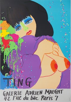 Vintage Nude on Blue Backgroung - Original Lithograph Poster (Maeght, 1974)