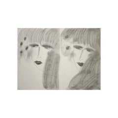 Original lithograph Double visage de jeune fille aux 6 fleurs by Walasse Ting