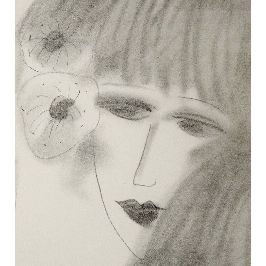 Original lithograph Double visage de jeune fille aux 6 fleurs by Walasse Ting For Sale 2