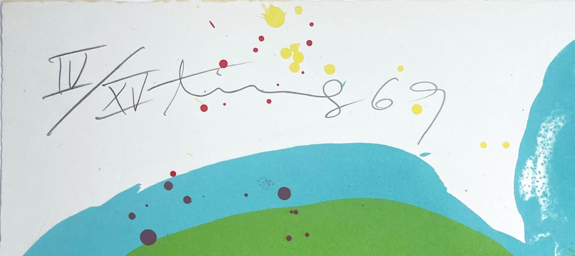 Rare Abstract Expressionist flower lithograph, 1969 Top Chinese-US artist Signed - Print by Walasse Ting