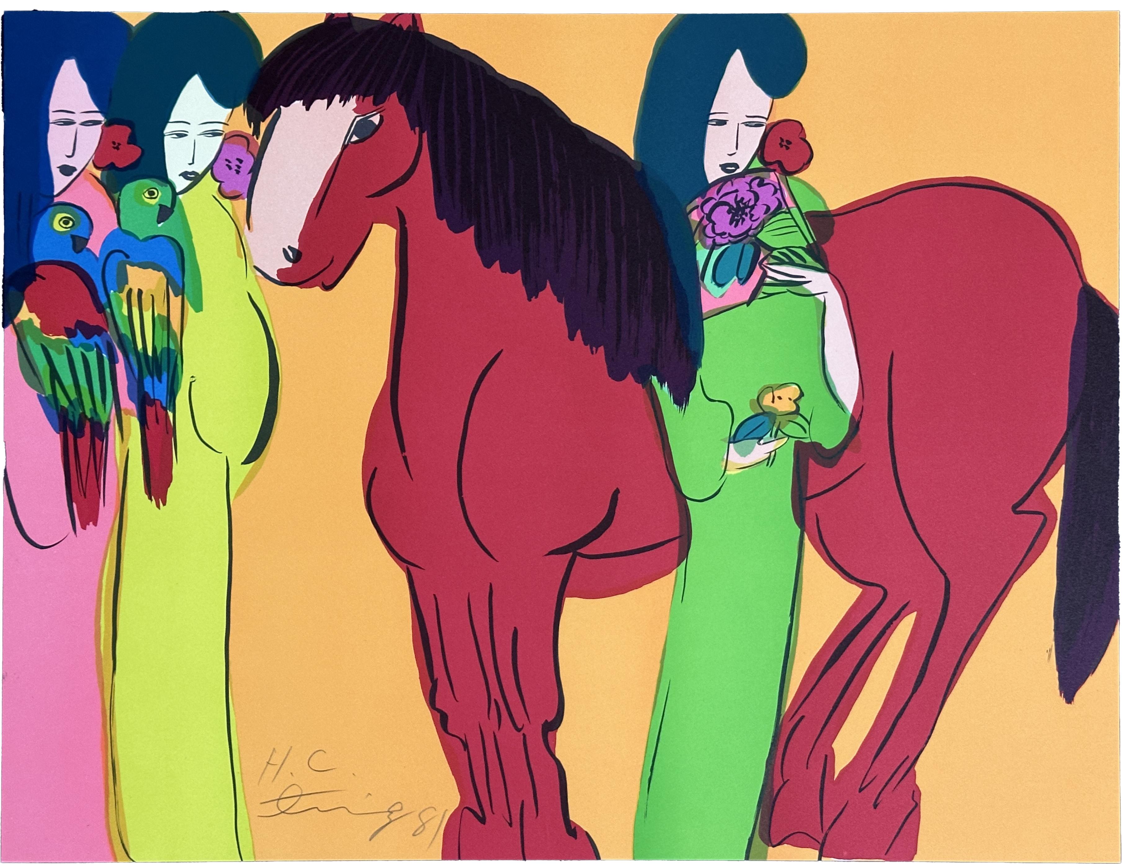 Cavallo Rosso 1981 Litografia firmata in edizione limitata