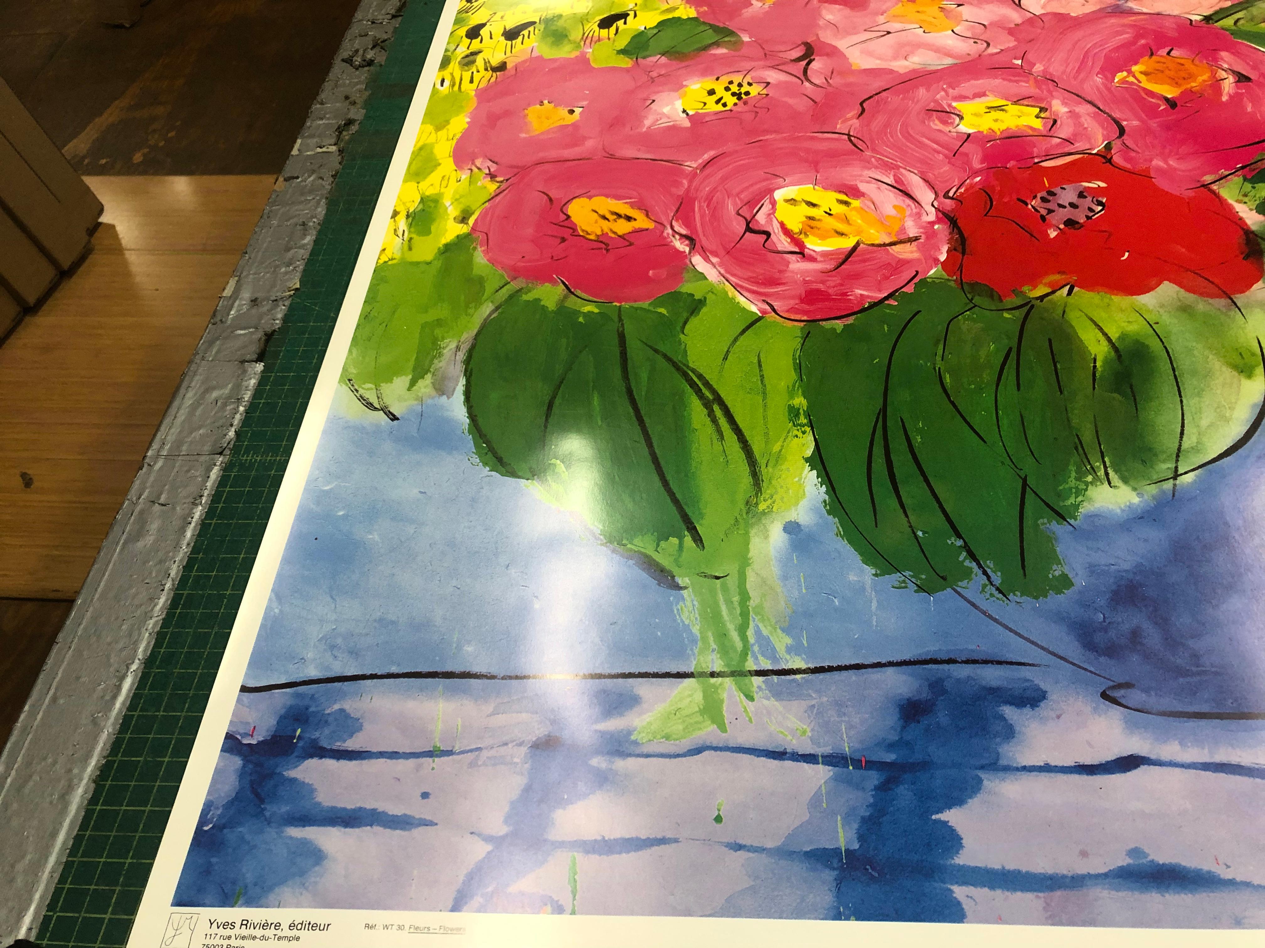 Walasse Ting-Flowers- For Sale 12