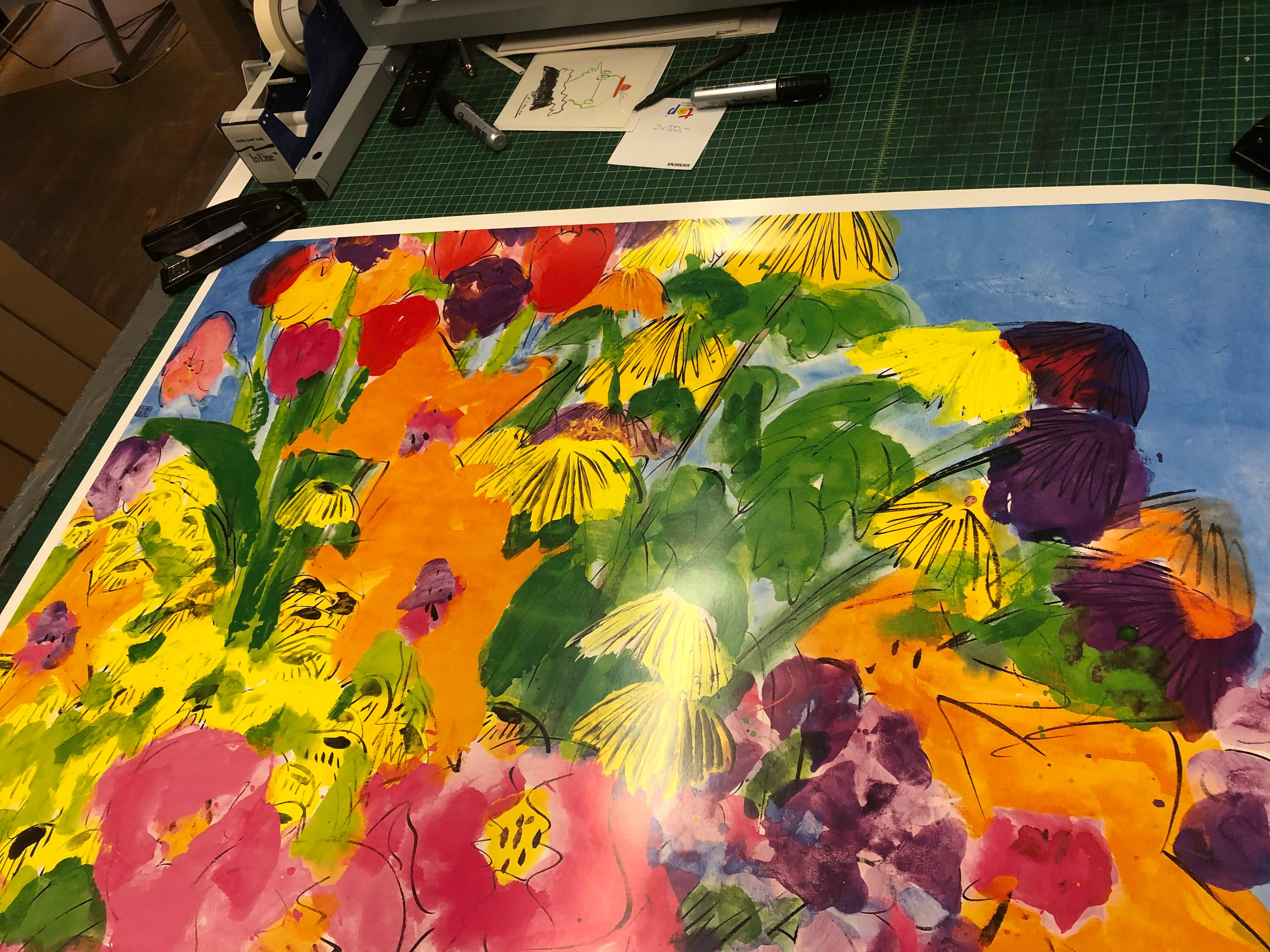 Walasse Ting-Flowers- For Sale 4