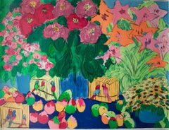 Walasse Ting 'Pappagalli e fiori' 1985, Serigrafia Vintage