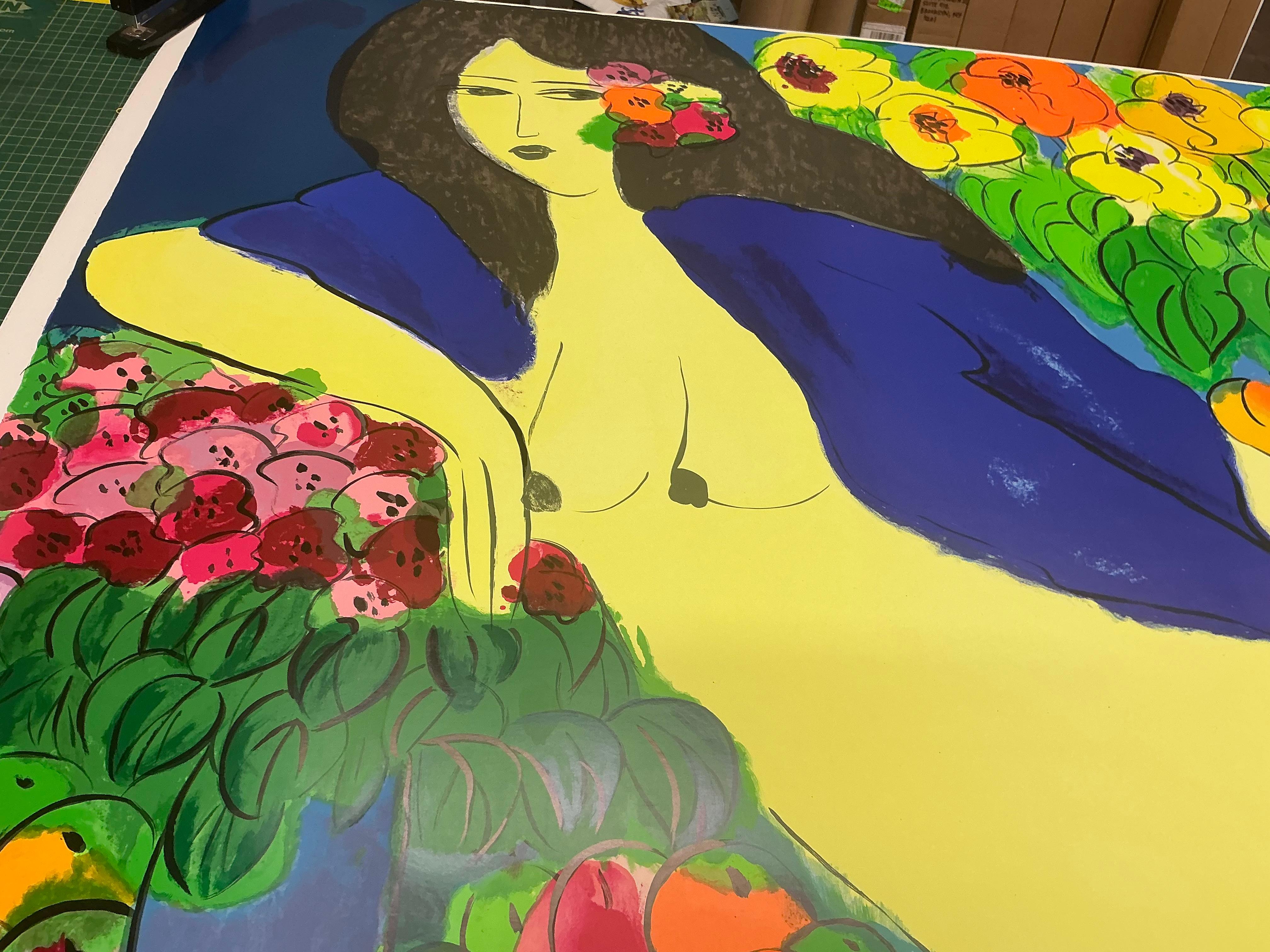 WALASSE TING Desnudo recostado con flores, 1978 en venta 14