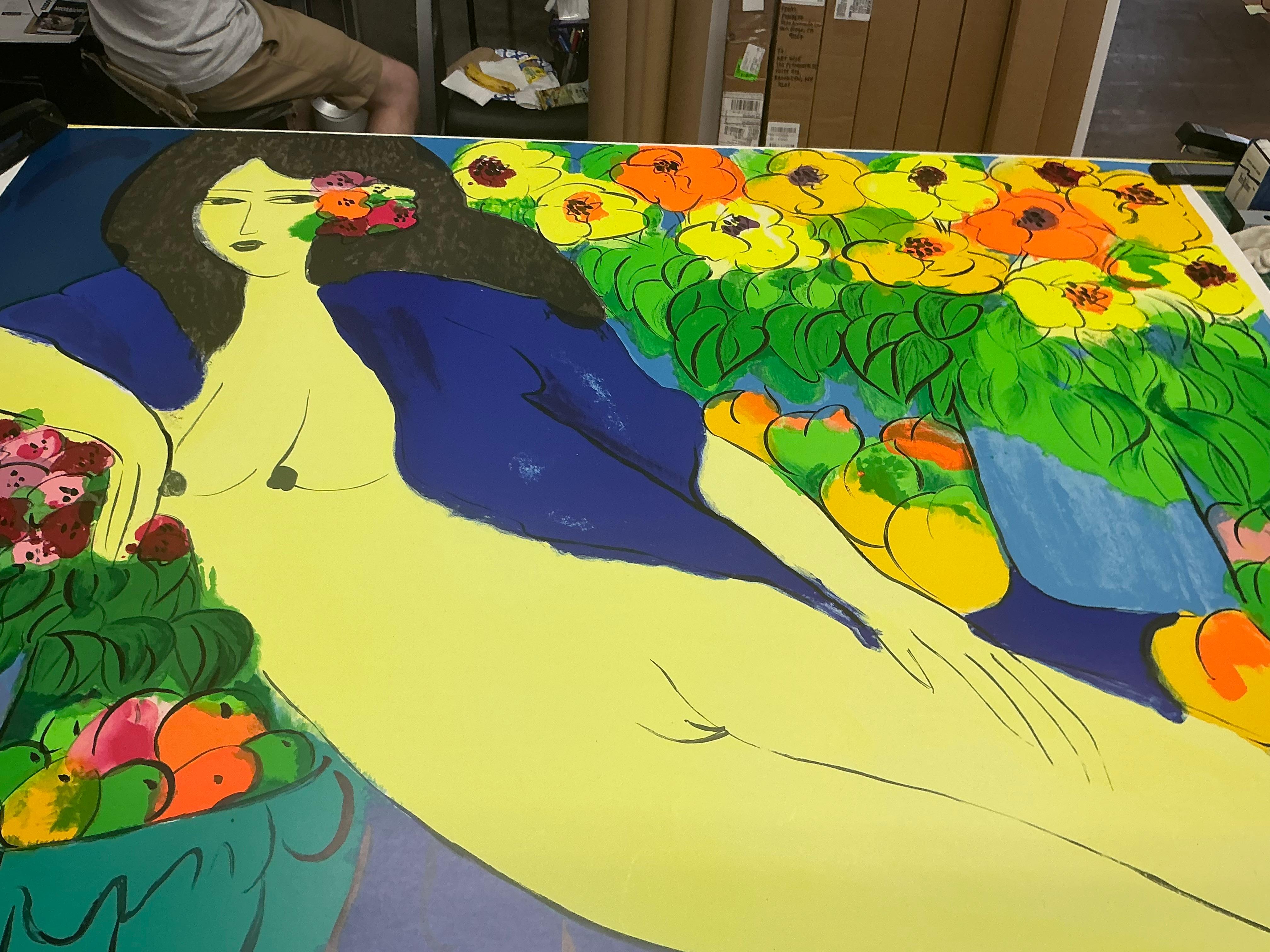 WALASSE TING Desnudo recostado con flores, 1978 en venta 2