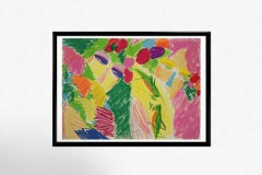 Walasse Ting's 1991 lithography titled "Double visage fleurie au criquet"