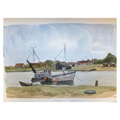 Walbeswick, Suffolk, Original britisches Aquarell-Gemälde, Fluss-Stuary