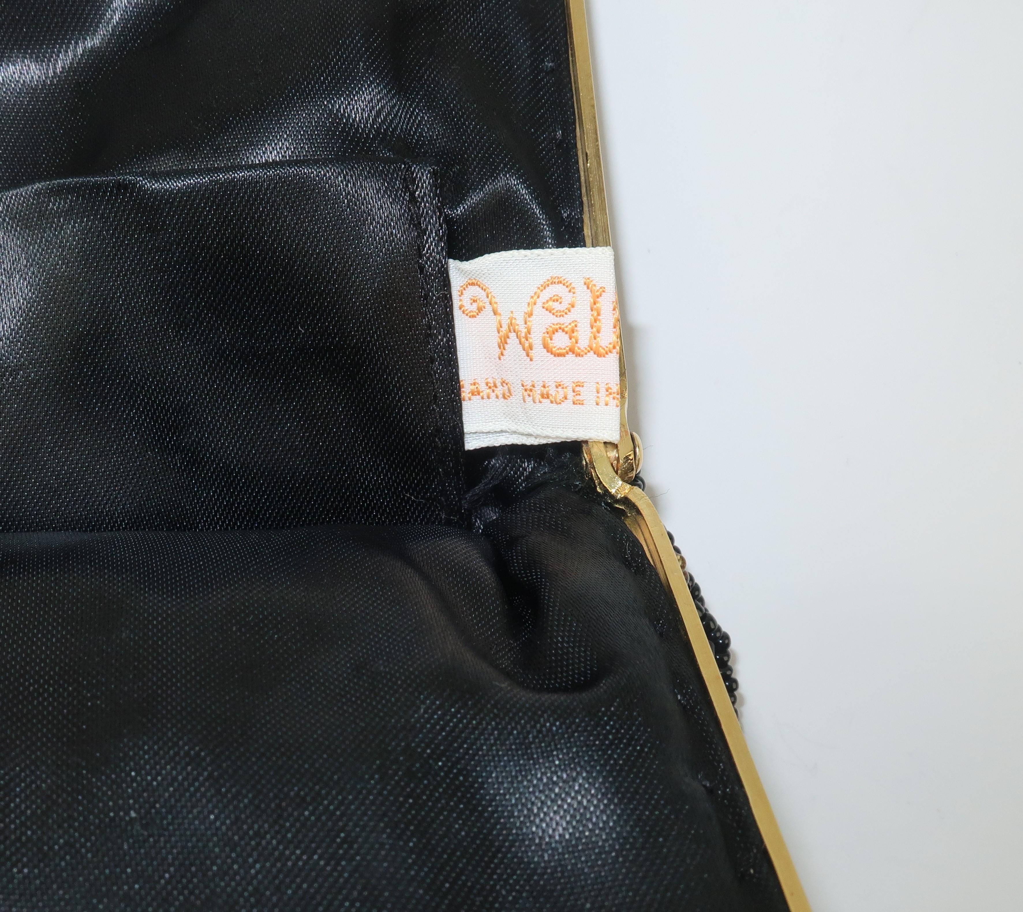 Walborg Art Deco Style Black & Gold Beaded Handbag C.1960 3