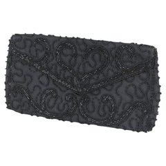 Walborg Schwarze Hand Perlen Umschlag Abend Clutch Purse, Belgien - 1950s
