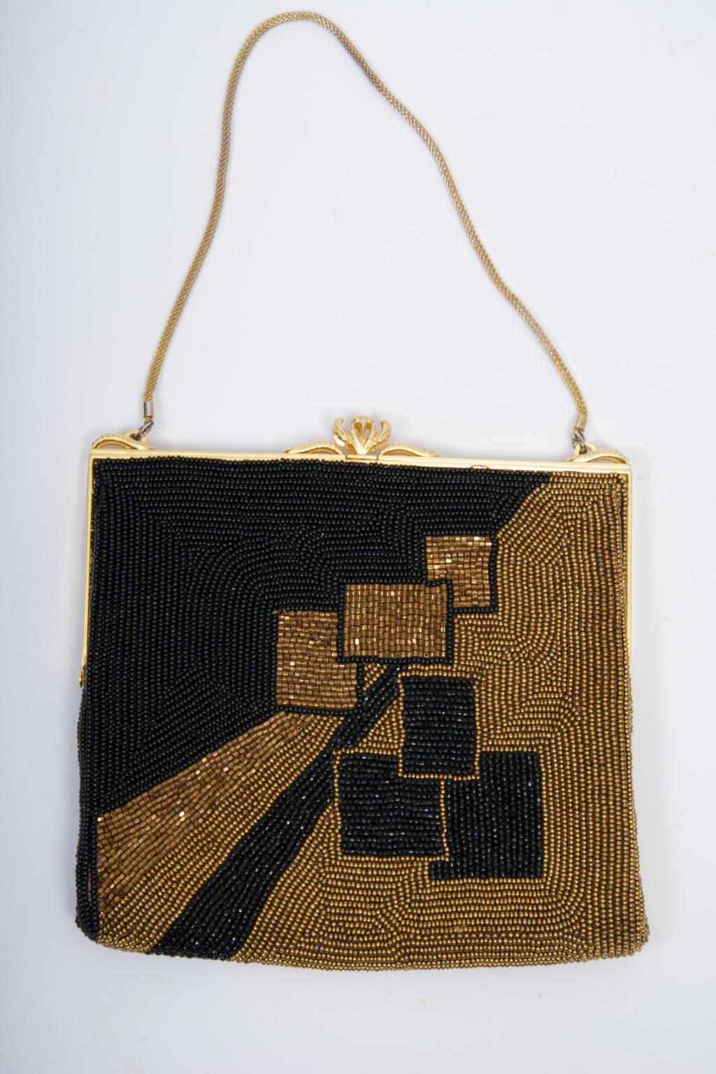 Walborg Deco-Inspired Beaded Evening Bag In Excellent Condition For Sale In Alford, MA