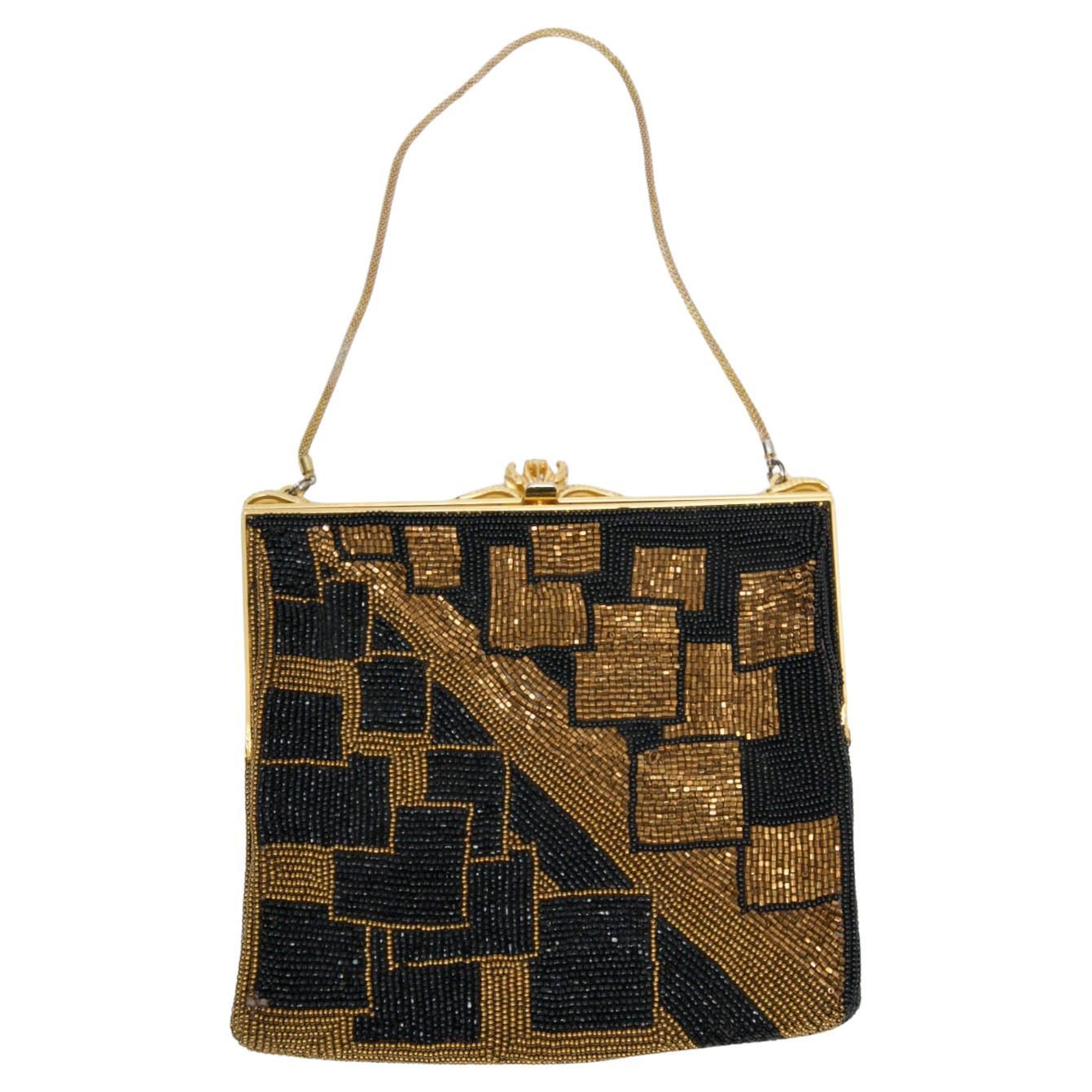 Walborg Deco-Inspired Beaded Evening Bag For Sale
