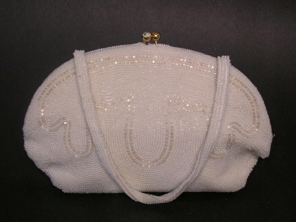 Hand-Crafted WALBORG - Vintage Beaded Handbag - Rhinestone Closure - Japan - Circa 1960's For Sale
