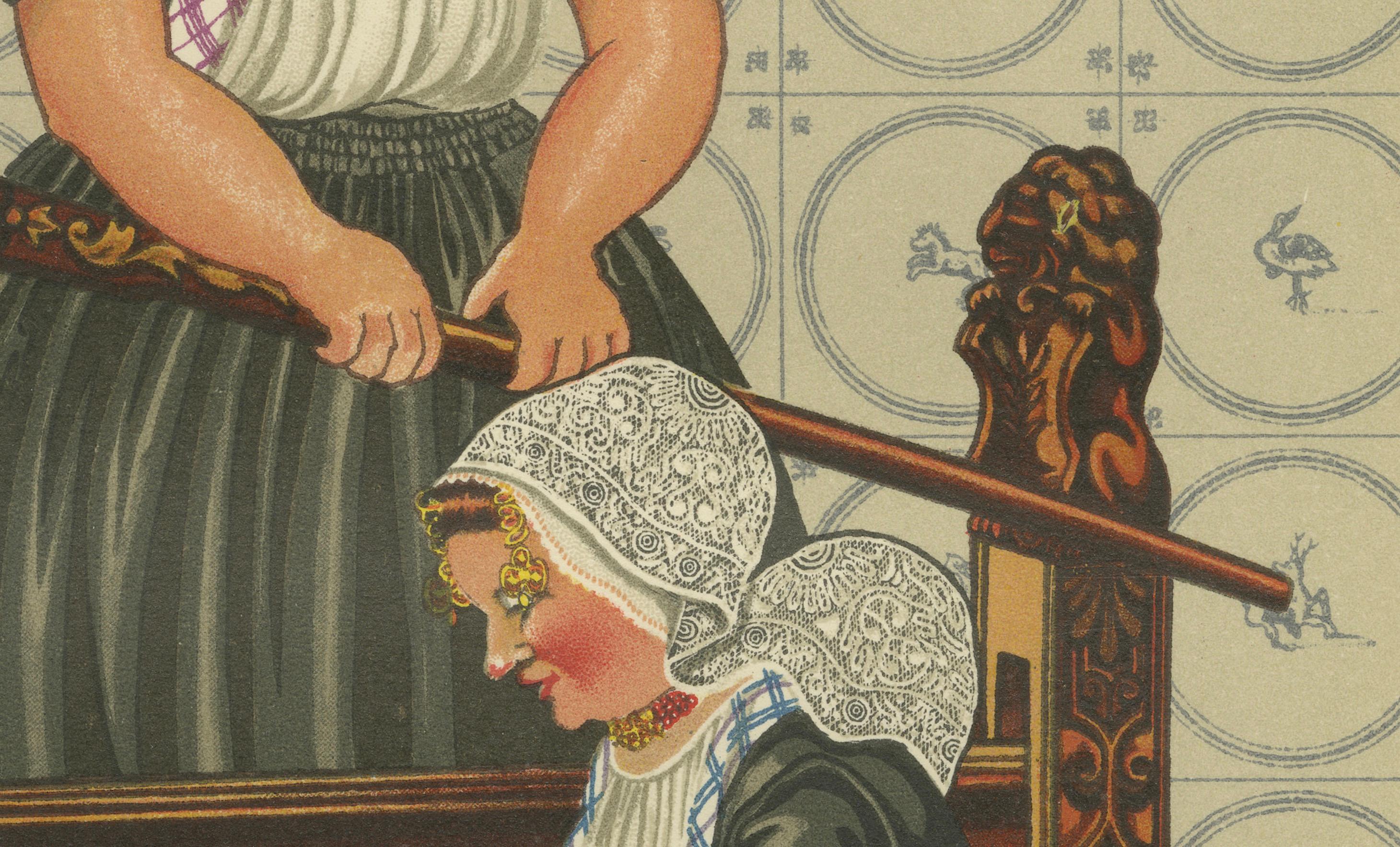 Walcheren Townes: Donne di Middelburg-Ambacht in una pressa per il formaggio, 1932 In condizioni buone in vendita a Langweer, NL