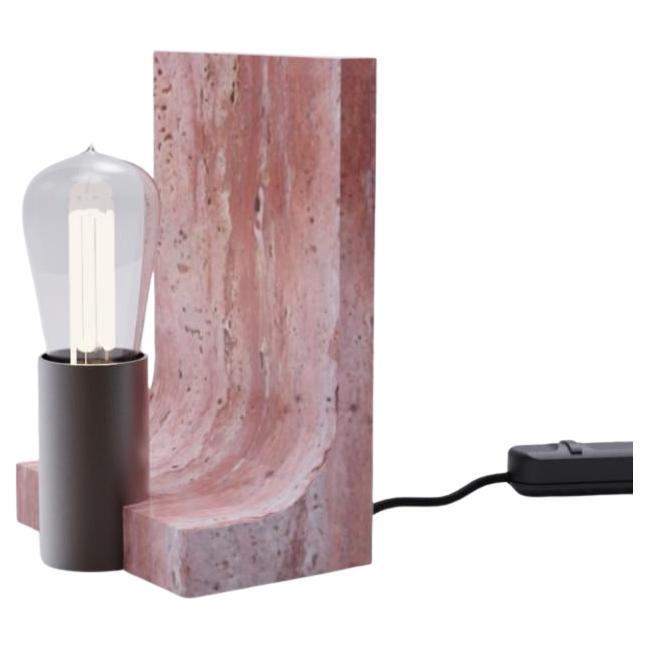 WALCOTT TABLE - LED - Sateen Brass/ Travertino Romano