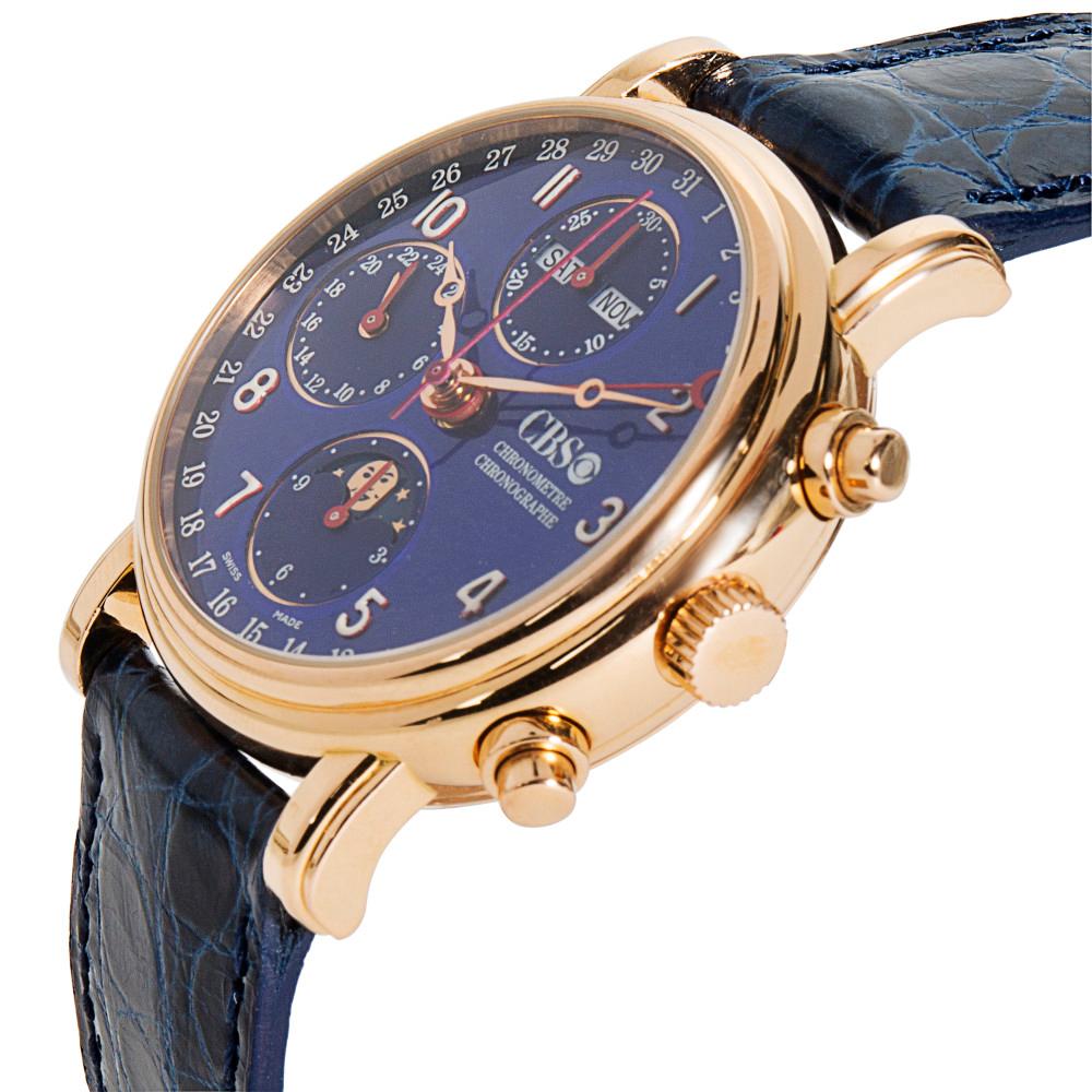 Waldan International Chrono CBS Moonphase Herrenuhr in 18KT Roségold im Zustand „Hervorragend“ in New York, NY