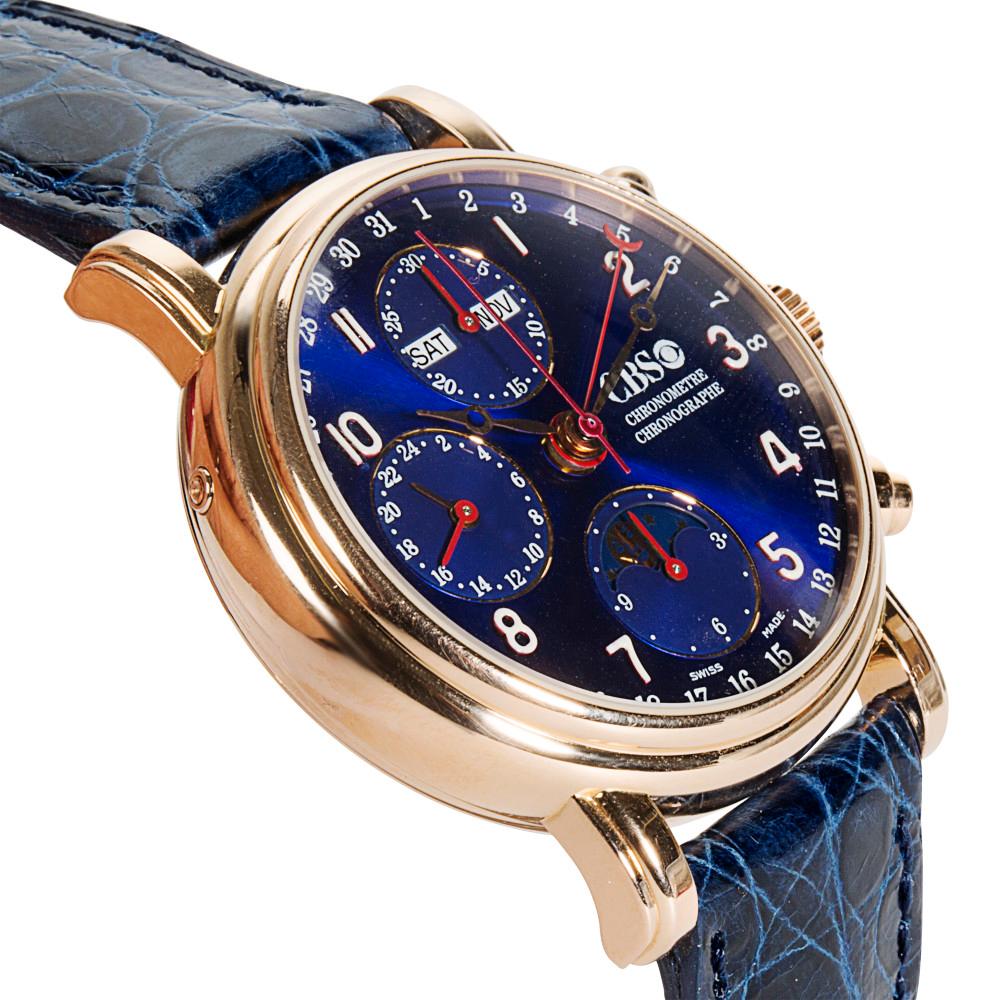 Waldan International Chrono CBS Moonphase Herrenuhr in 18KT Roségold 1