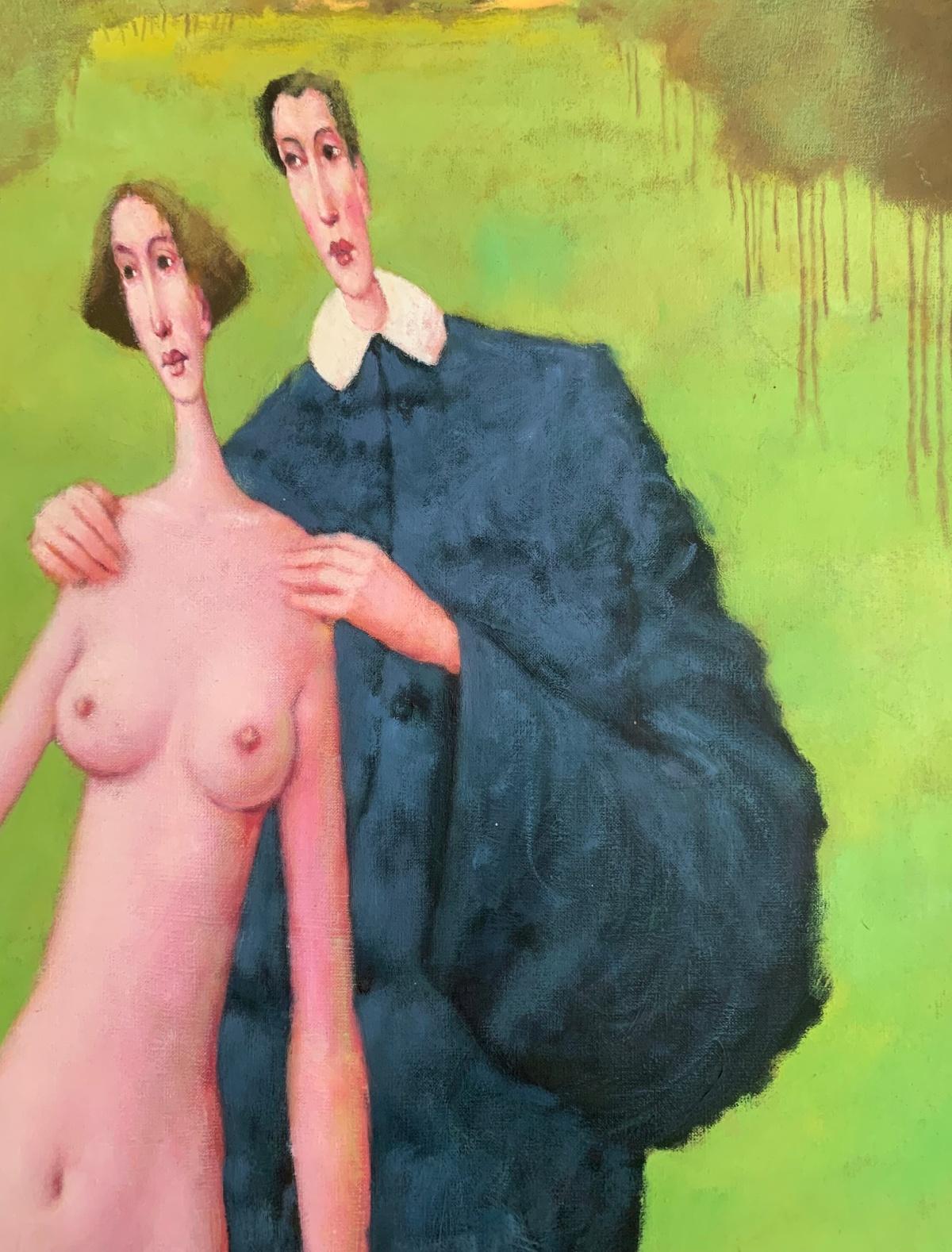 Tentación del ciclo Adán y Eva. Pintura al óleo figurativa, artista polaco - Painting de Waldemar Marszałek