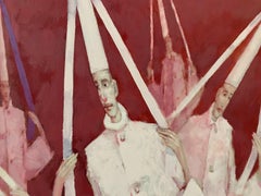 Variations with hats - Contemporary Figurative Oil Painting, Polish artist