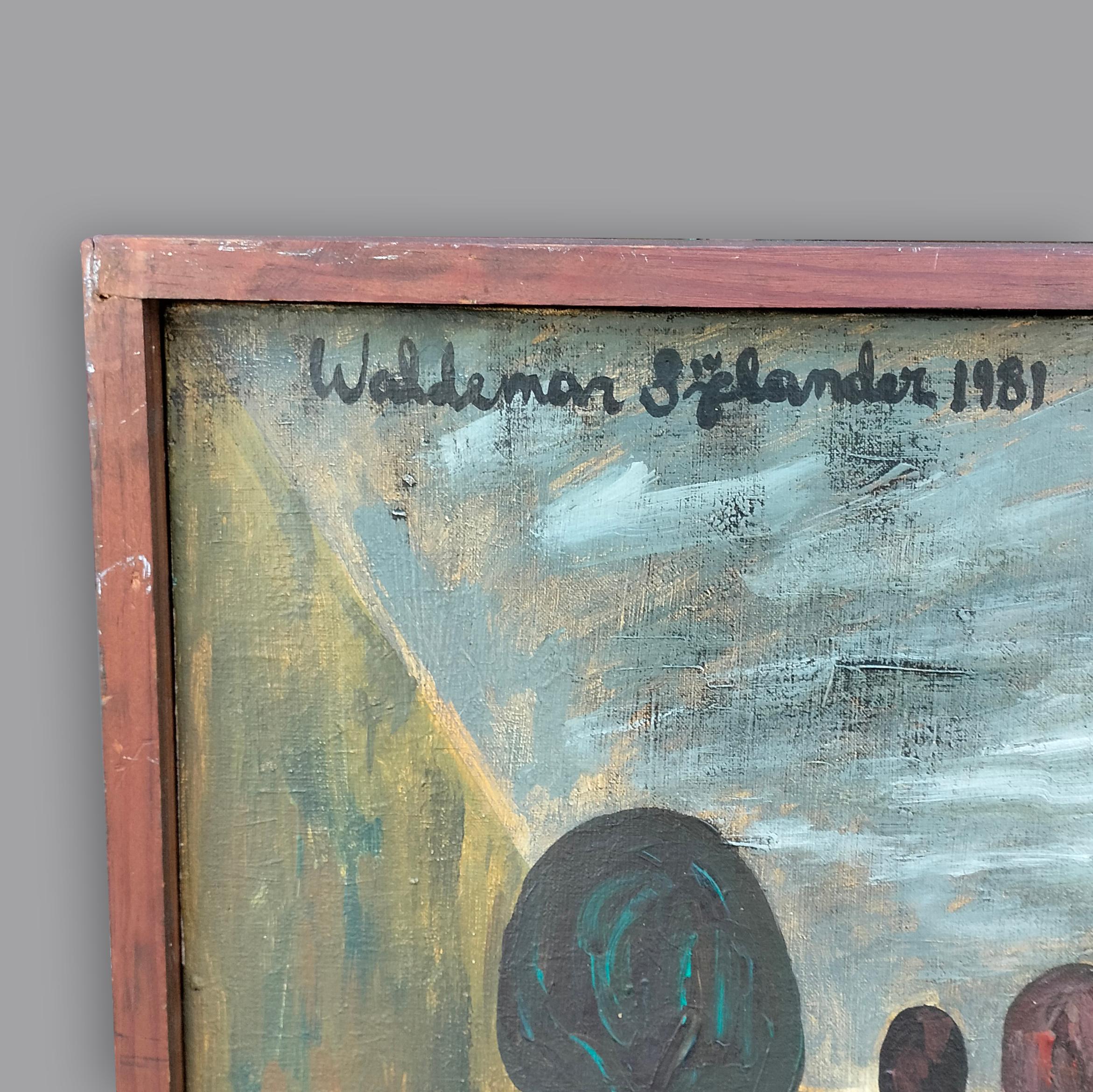 Dipinto a mano Waldemar Sjölander Pittura olio su tela senza titolo in vendita