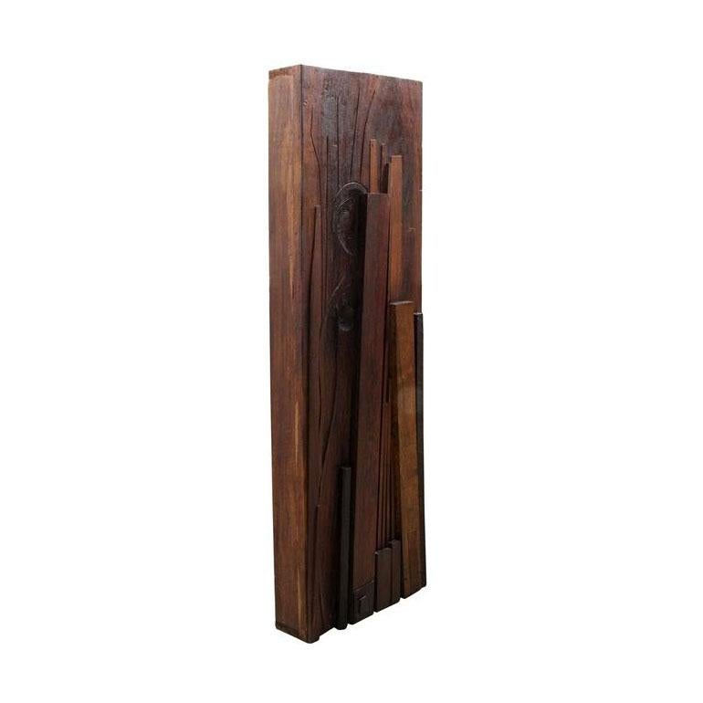 Waldemar Sjölander Woman With Canvases Wood Wall Sculpture In Good Condition For Sale In Mexico City, MX