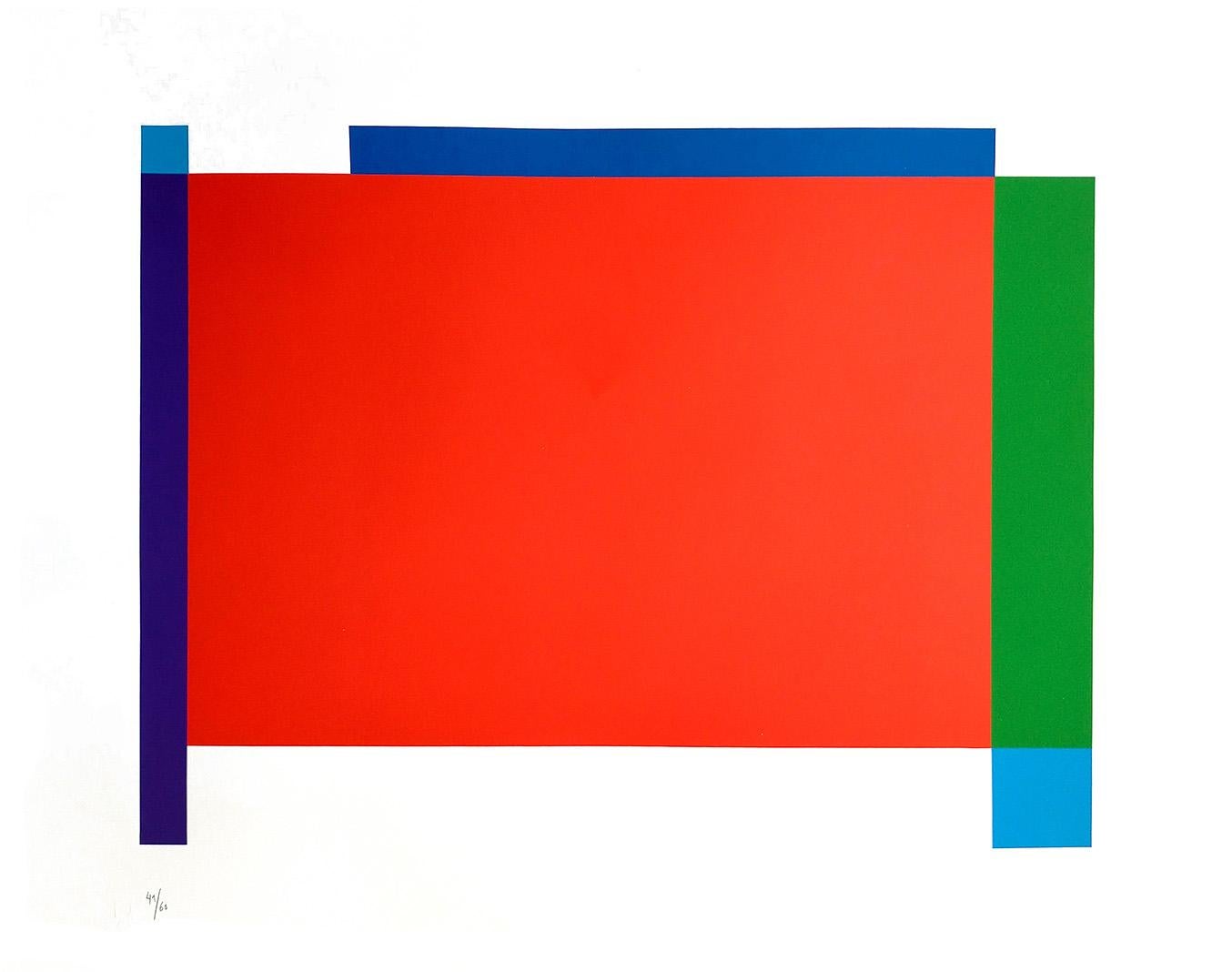 Red Field Abstract Geometric Colorfull Balart Concreto Mondrian Constructivisim - Print by Waldo Balart