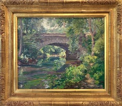 "View of the Bridge at Central Park " Impressionist Lush Oil Painting Landscape 