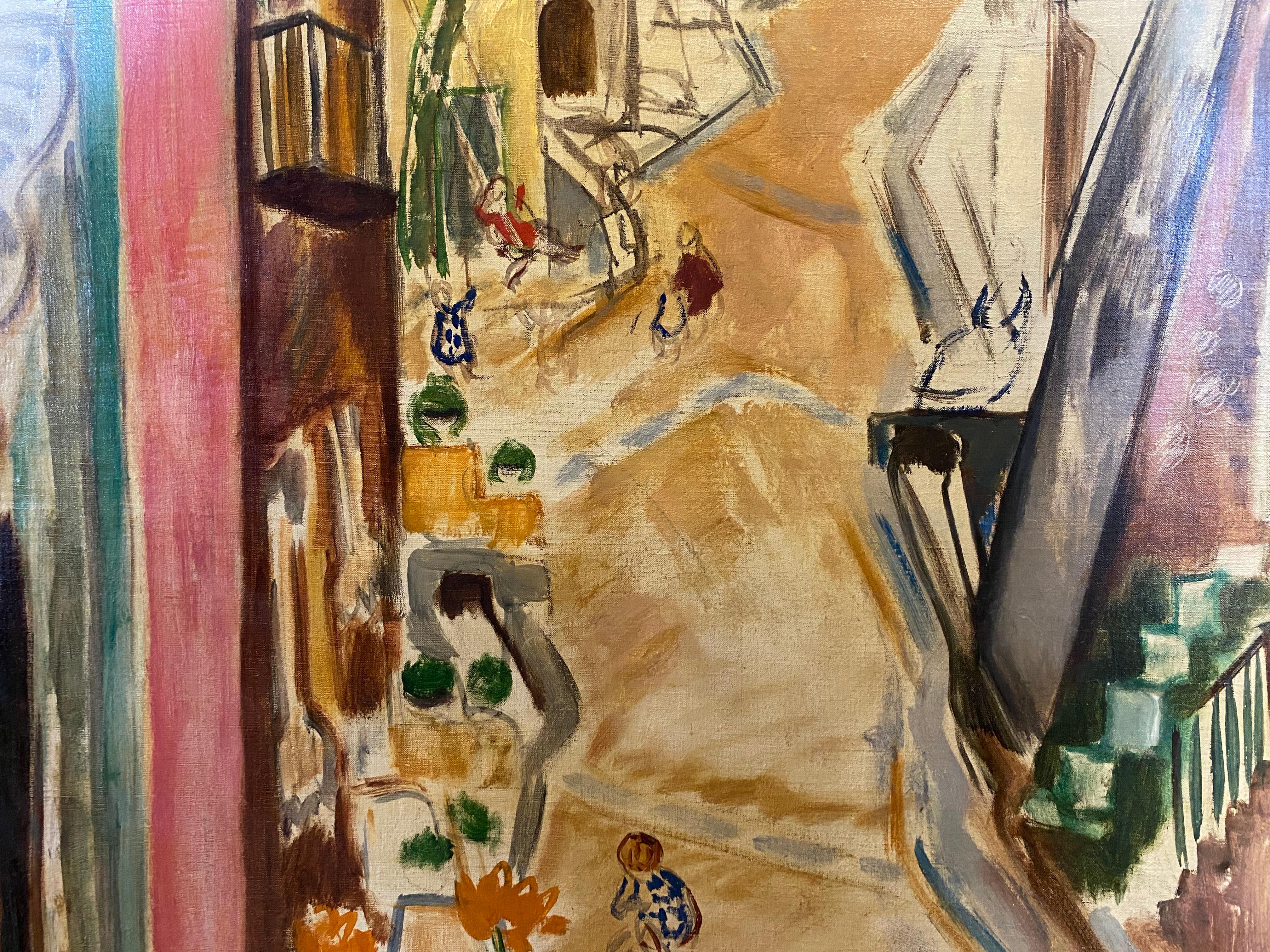 View From My Room, Spain - American Modern Painting by Waldo Pierce