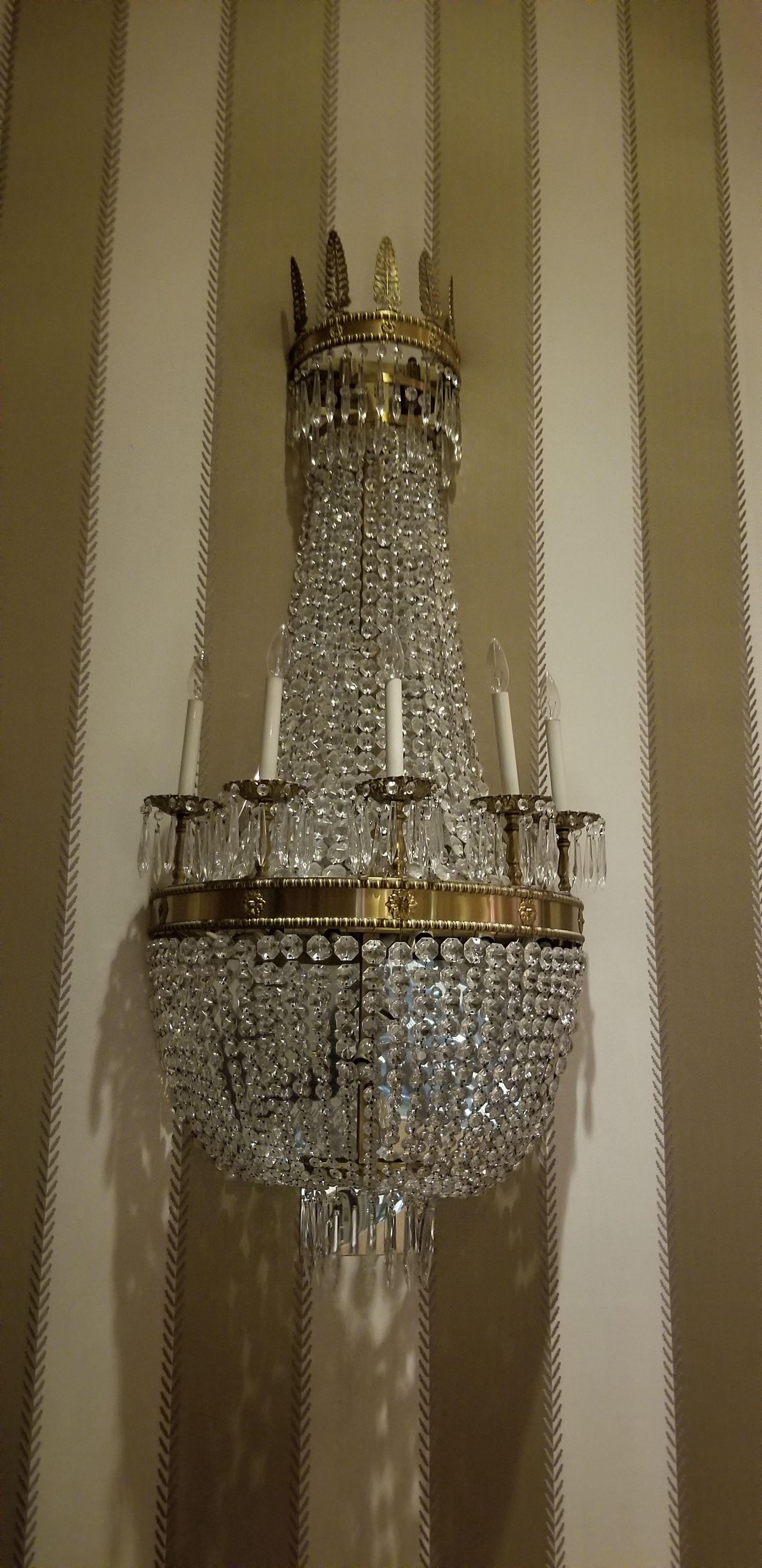 Waldorf Astoria Brass & Crystal Empire Wall Sconce Qty Available For Sale 9