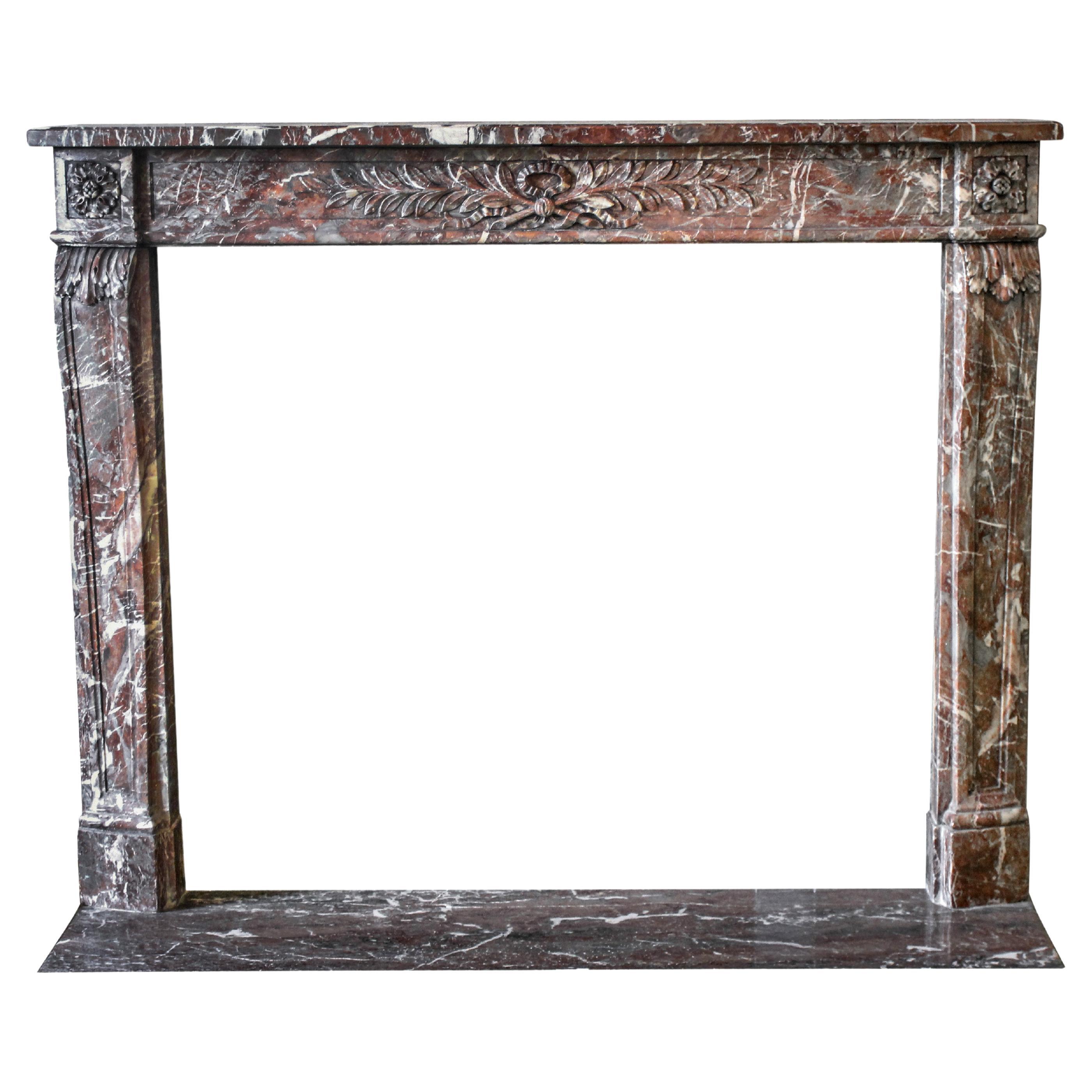 Waldorf Astoria Brown Louis XVI Regency Marble Mantel For Sale