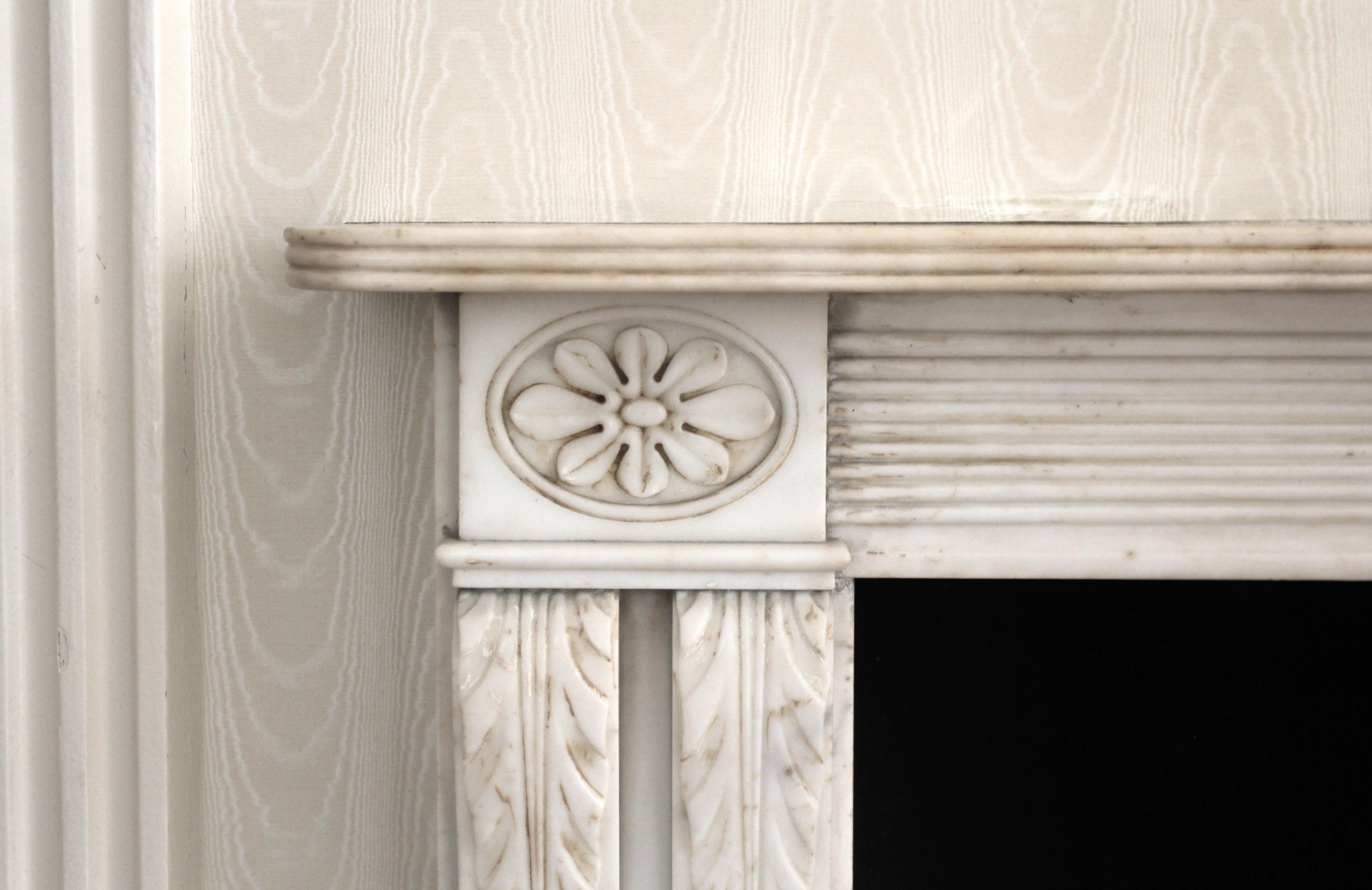 Waldorf Astoria Carved Marble English Regency Mantel For Sale 1