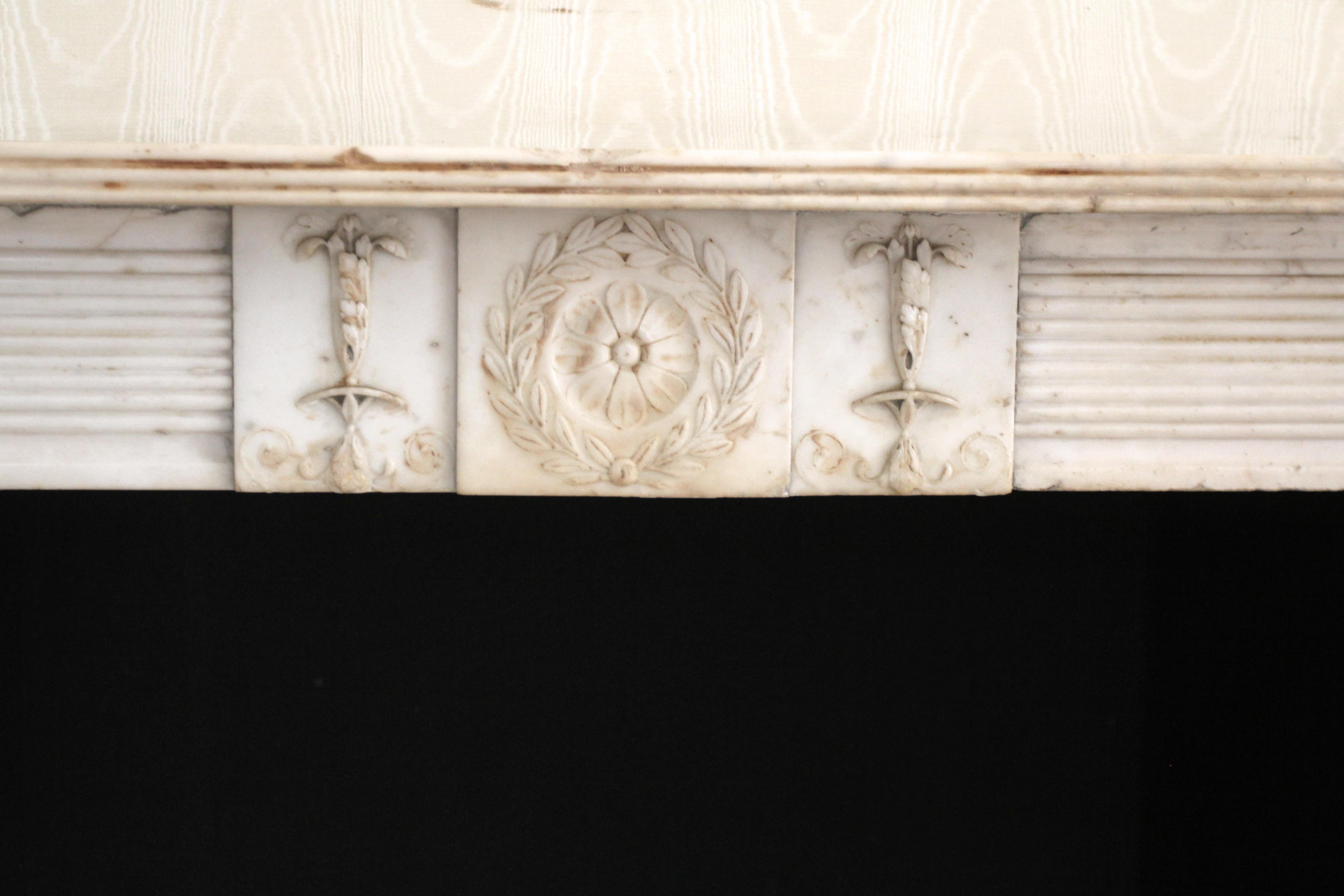 Waldorf Astoria Carved Marble English Regency Mantel For Sale 2