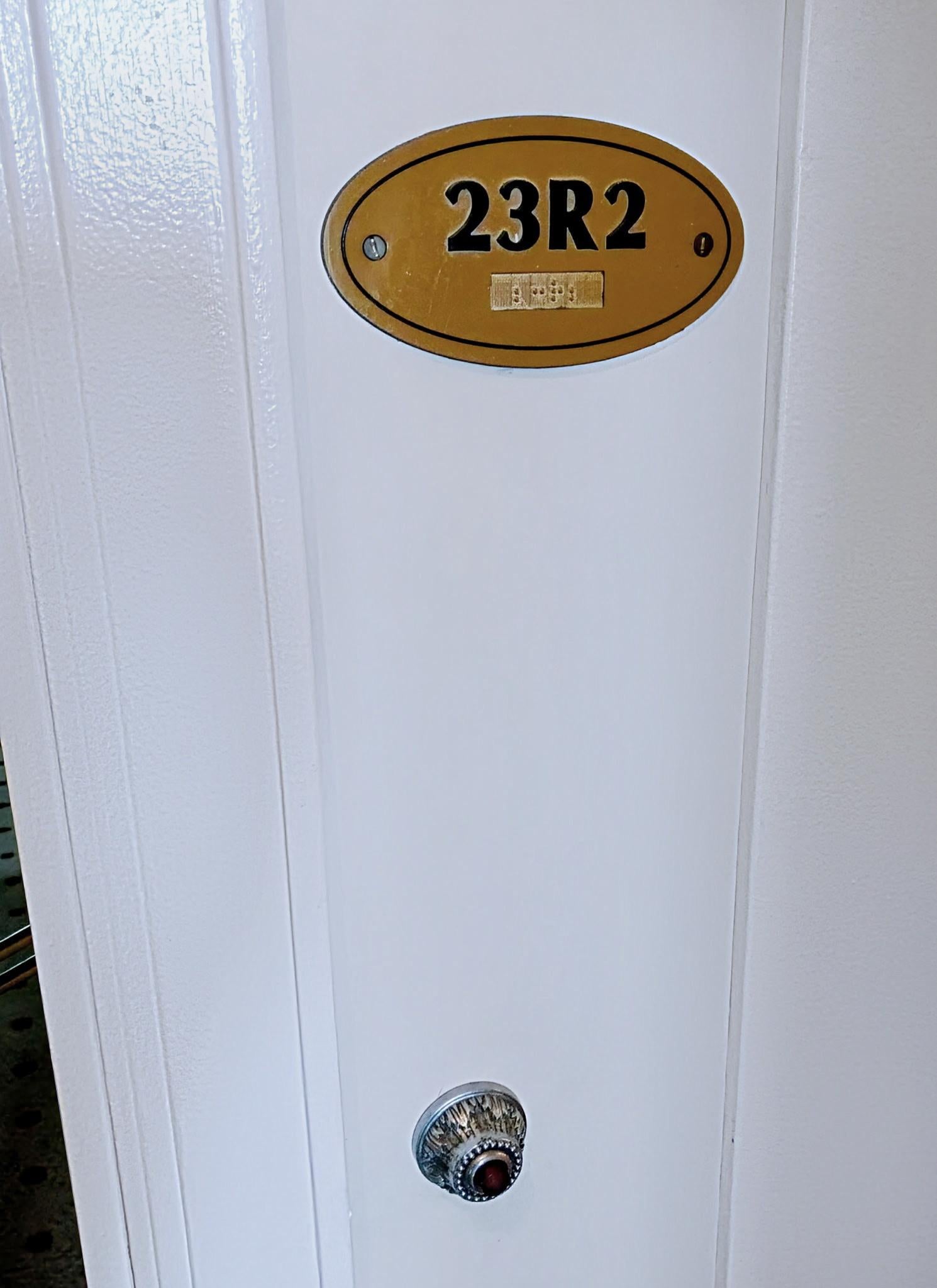 Brass Waldorf Astoria Chrome Ornate Doorbell w Black Button For Sale