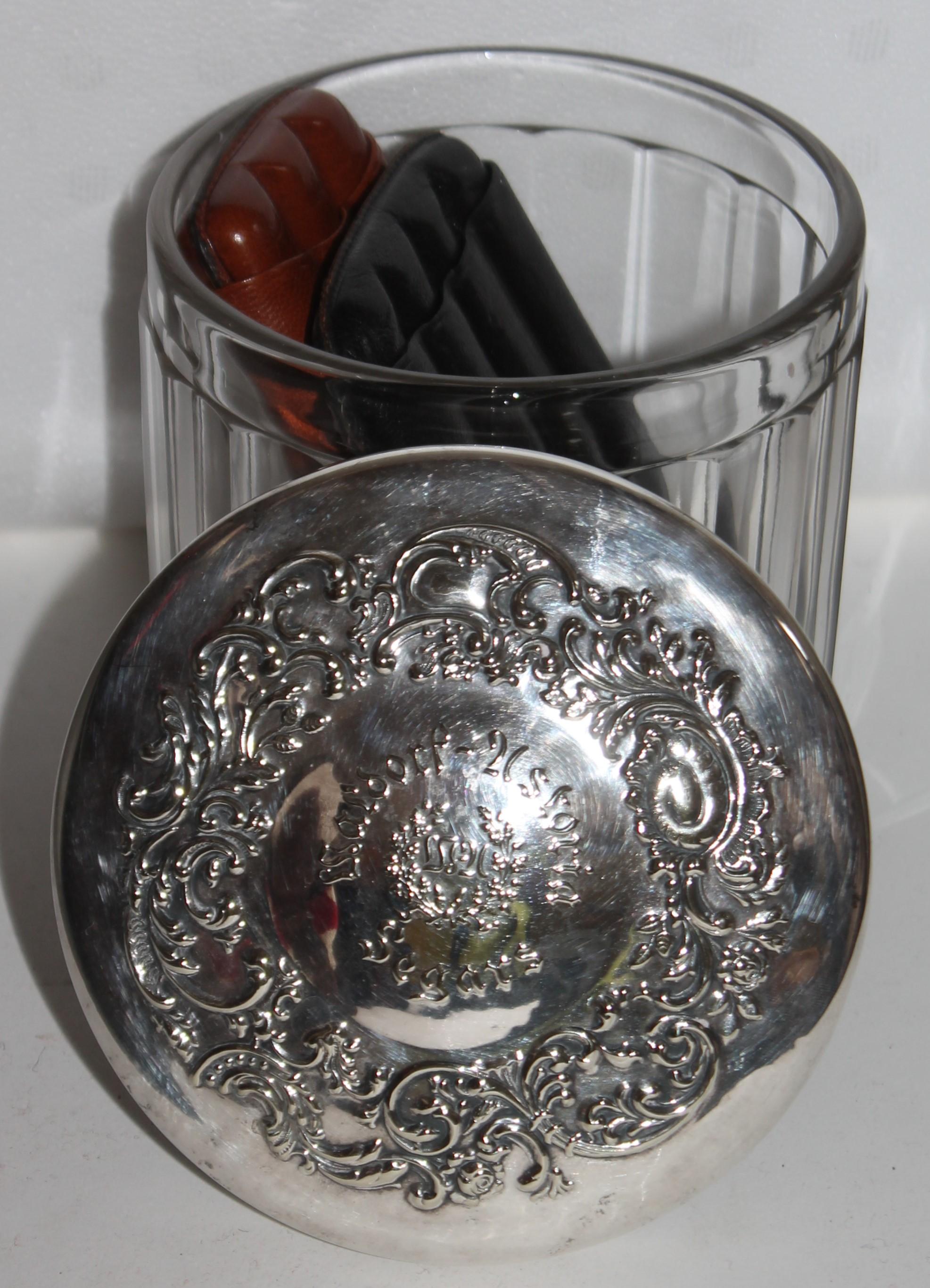 Adirondack Waldorf Astoria Cuban Cigar Jar with Silver Lid