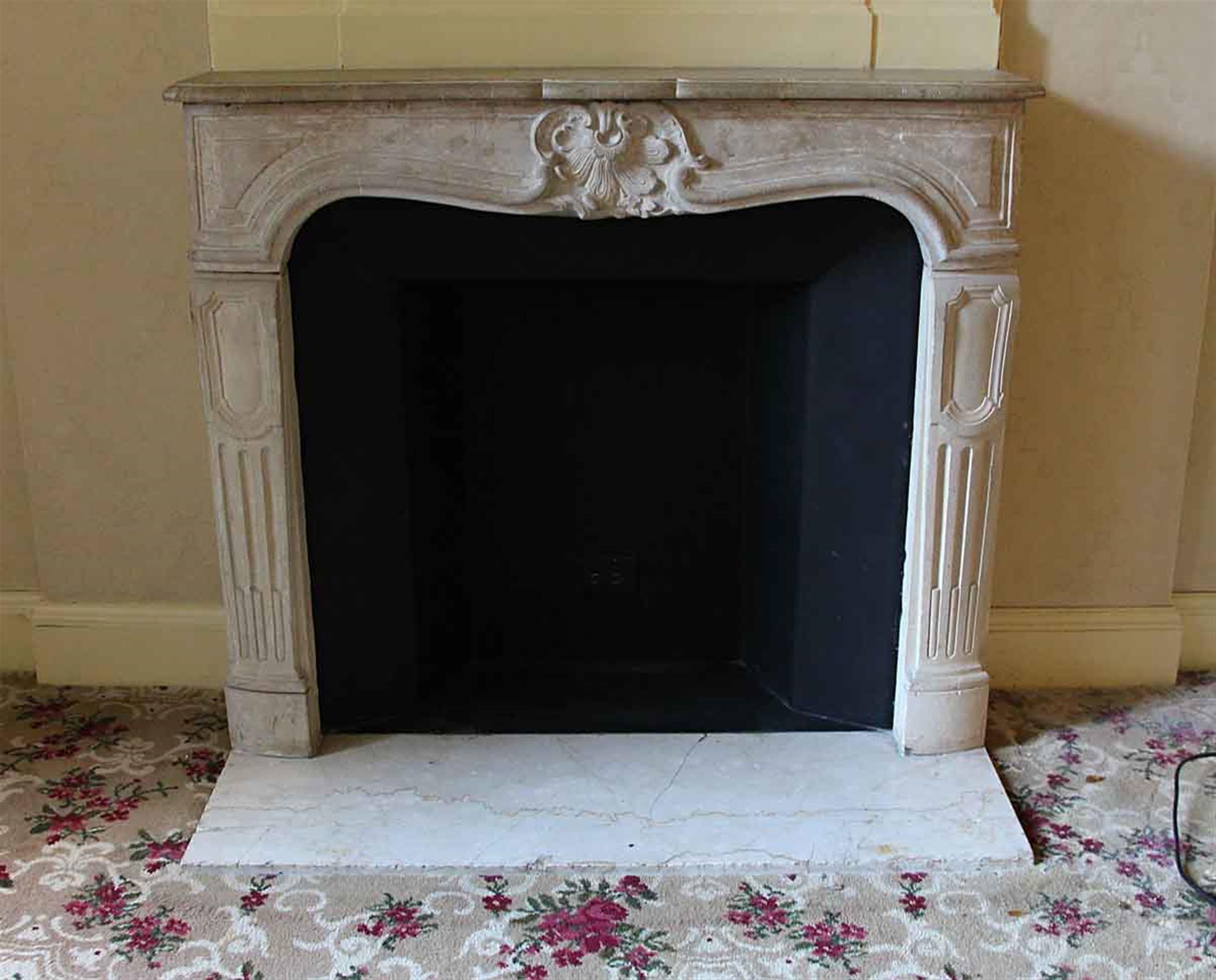 Hand-Carved Waldorf Astoria French Carved Limestone Mantel, Circa Early 1900s